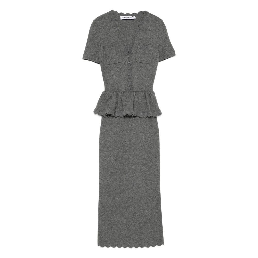 Self-Portrait Self-Portrait Mushroom Ribbed Knit Dress Dress | Grailed