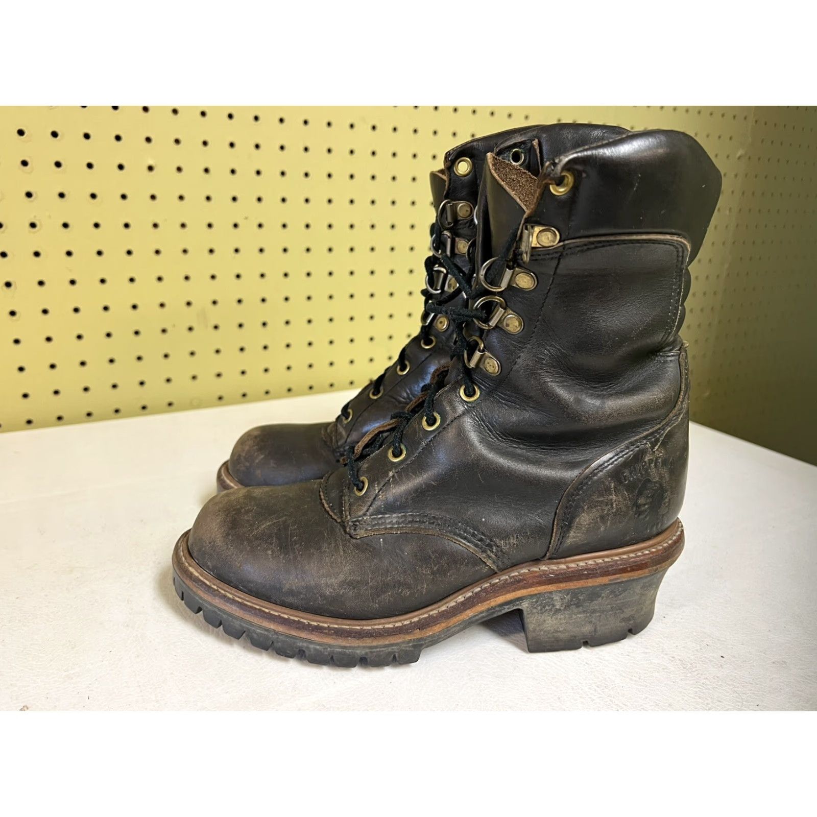 Chippewa VINTAGE Chippewa BOOTS Leather Work & Safety 29417 Men 9E Brown Leather Slip Resistant Cushioned Lace Up Round Toe Vintage 1994 1995 Stock # 29417 Size US 6 / EU 39 - 3 Thumbnail