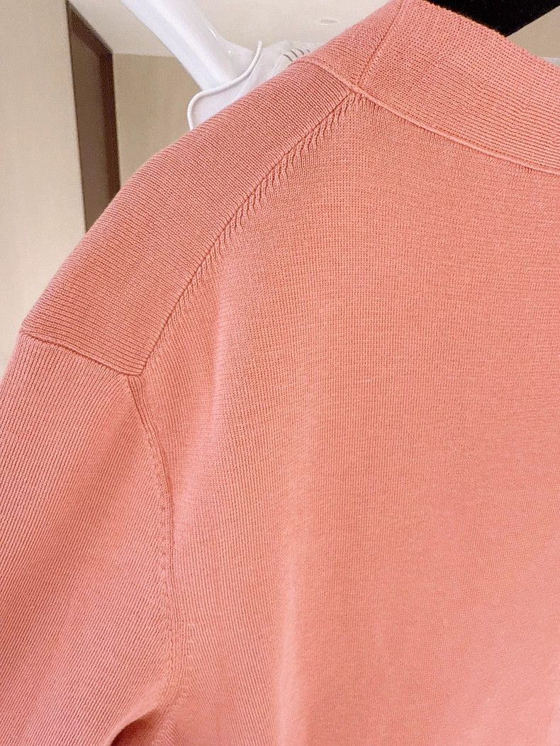 Loro Piana LORO PIANA Orange pink silk knit short sleeves Size L / US 10 / IT 46 - 5 Thumbnail