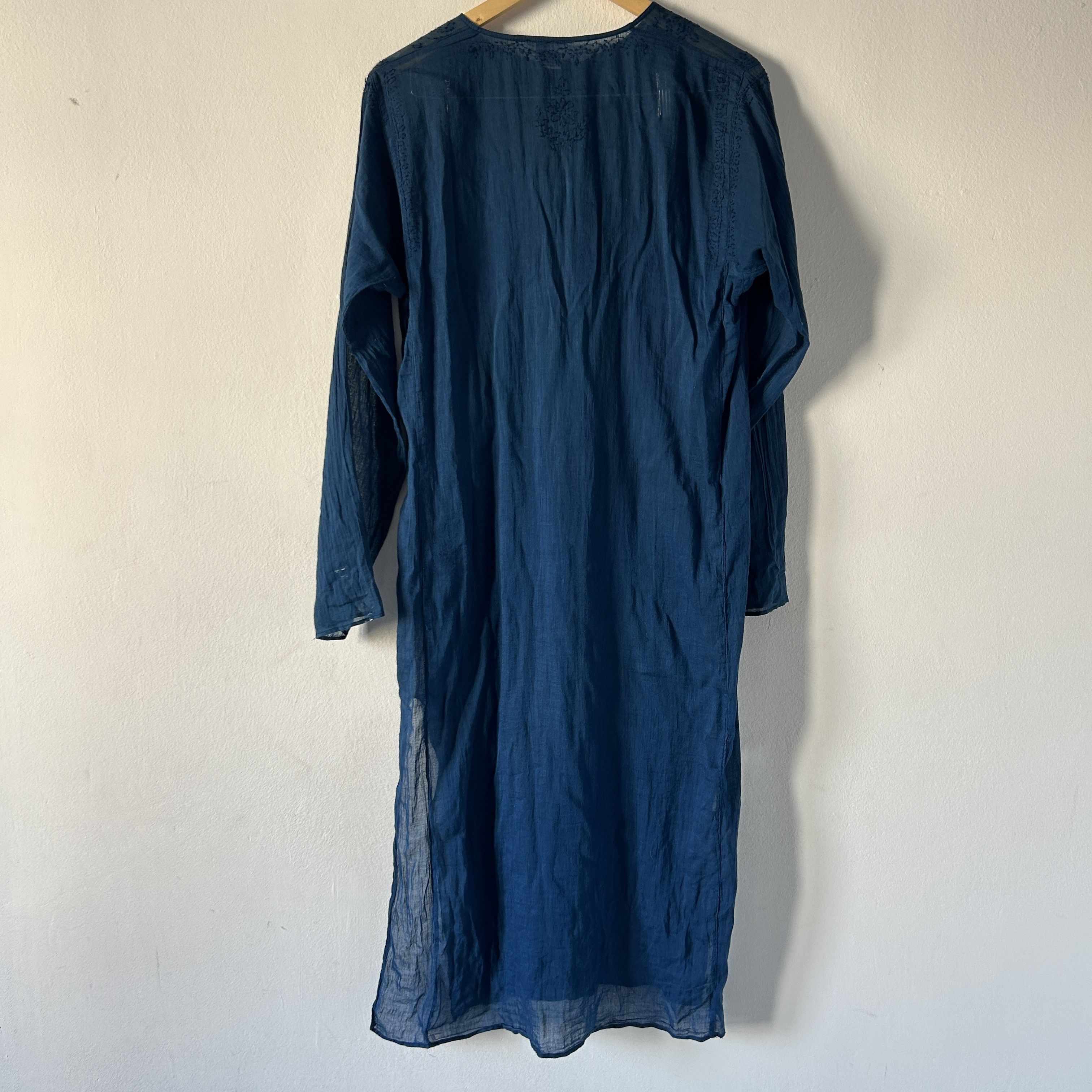 Vintage Cobalt blue Indian boho sheer dress cover-up Size L / US 10 / IT 46 - 8 Thumbnail
