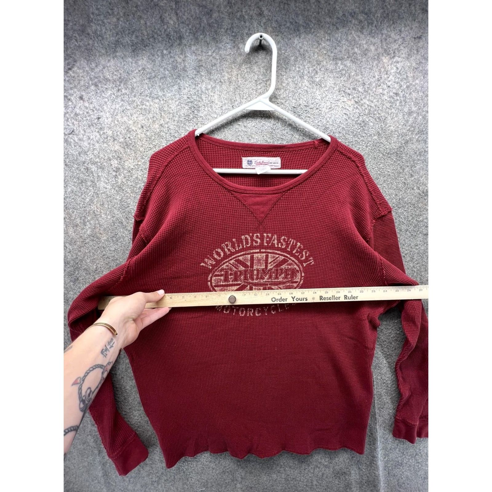 Lucky Brand Lucky Brand Shirt Mens 2XL Red Thermal Long Sleeve Tee Motorcycle Graphic Print Crew Neck Front Logo Holiday Winter Retro Vintage N/A Size US XXL / EU 58 / 5 - 4 Thumbnail