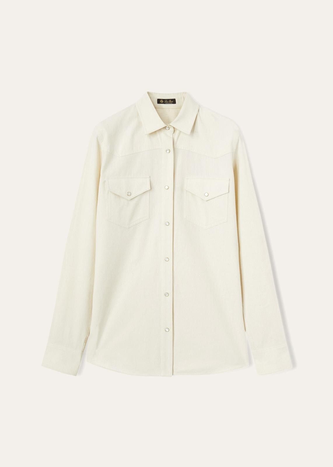 Loro Piana o1srvl11e0725 FAM8913 Yelena Cotton Shirt in Off White Size S / US 4 / IT 40 - 1 Thumbnail