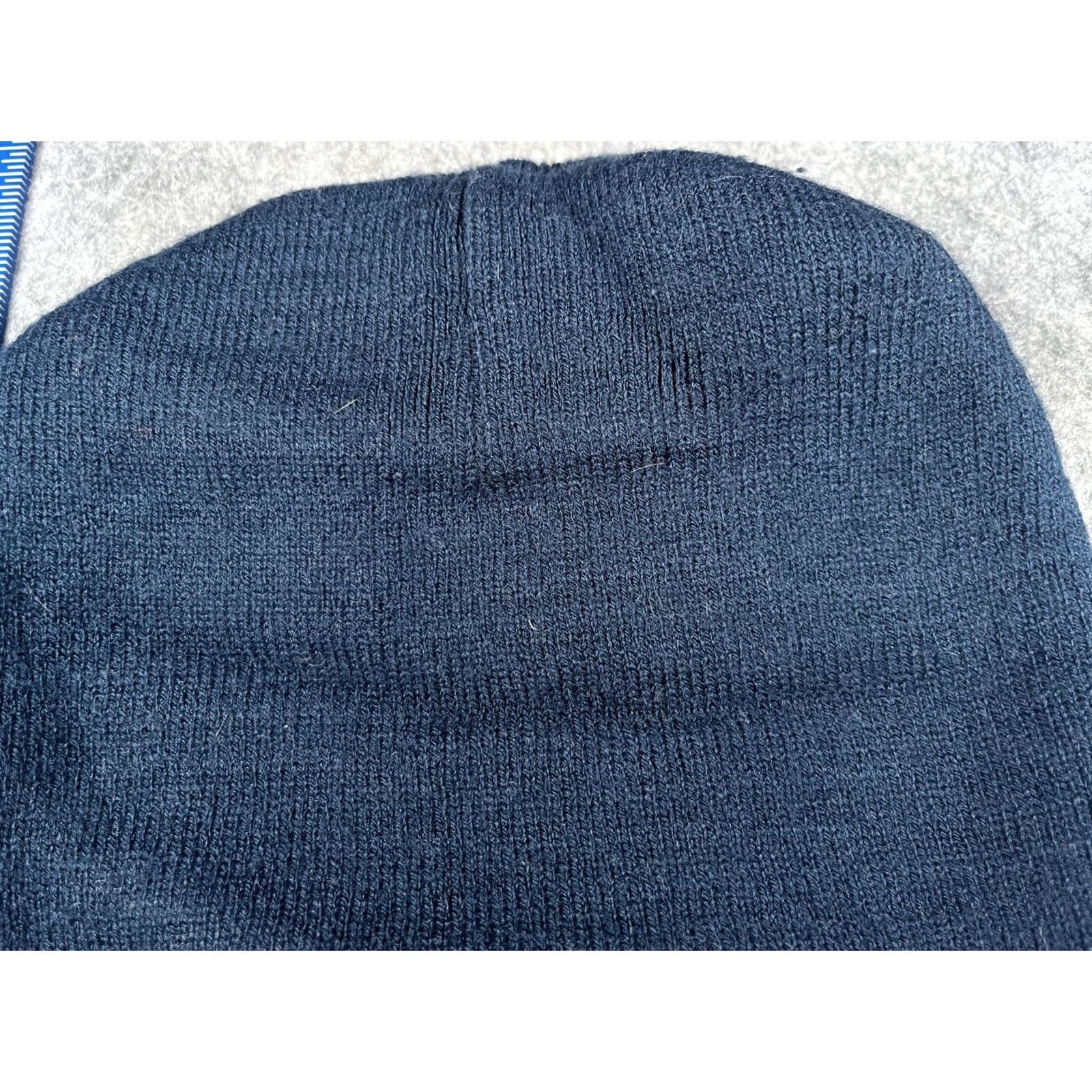 Vintage KC Caps Beanie Unisex One Size Blue Knit Doc Johnson Logo Stretch Winter Hat Cap Size ONE SIZE - 3 Thumbnail