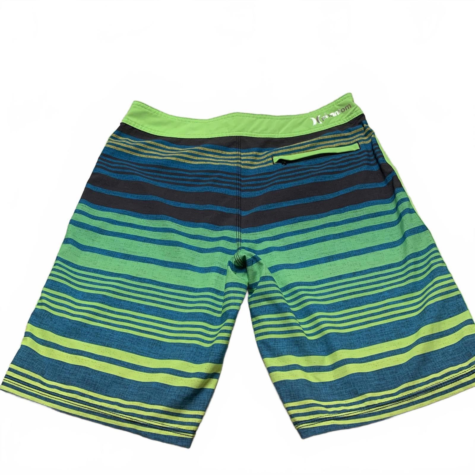 Hurley Hurley Men's Sz 32 Striped Blue Green Surf Board Shorts W33 Size US 32 / EU 48 - 2 Thumbnail