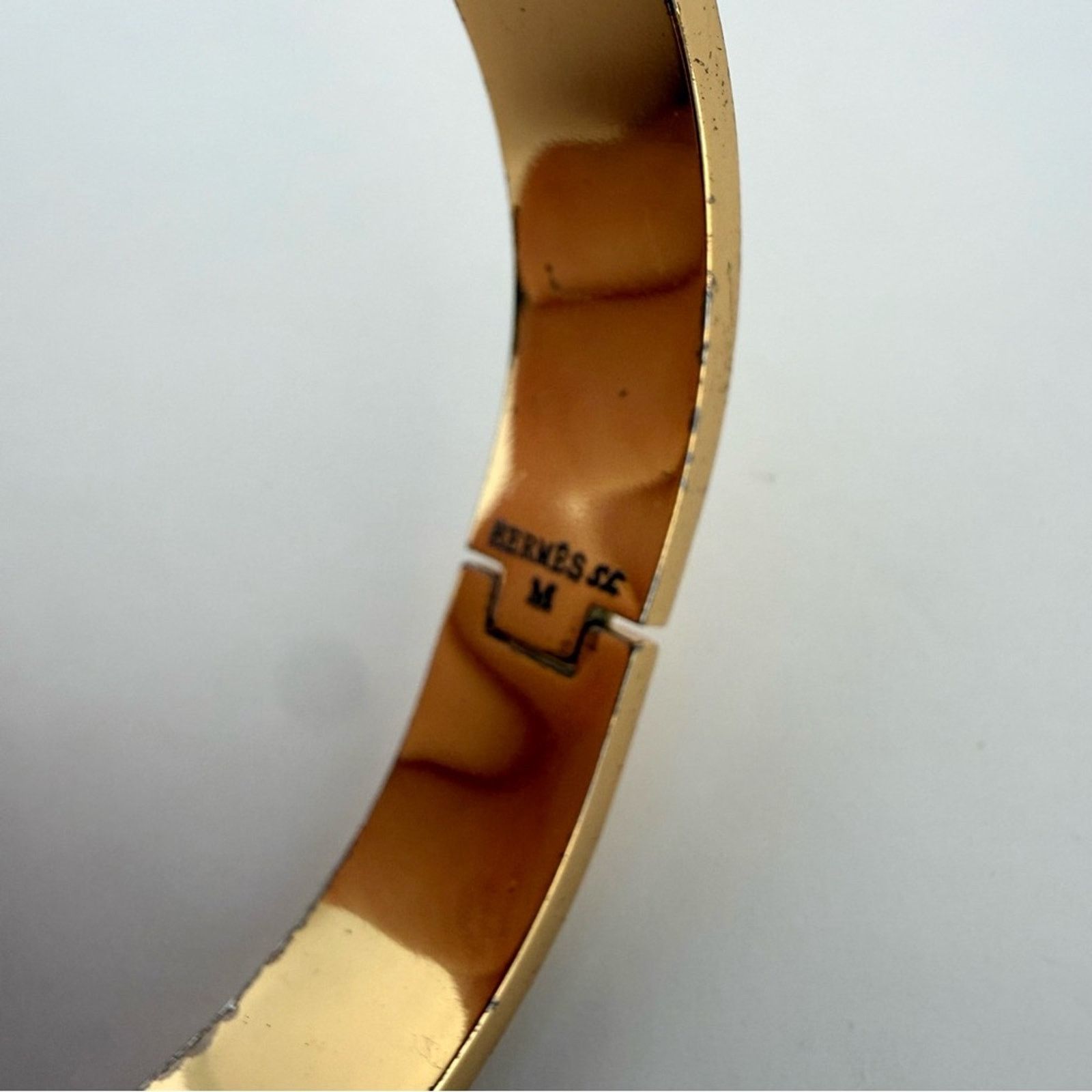 Hermes Hermes Click H Logo Gold Plate Orange Enamel Bracelet Size ONE SIZE - 3 Thumbnail