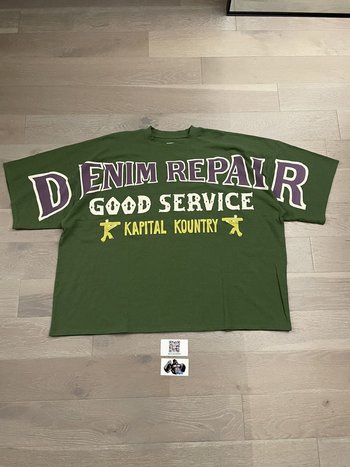 Kapital Kapital Denim Repair Huge Jersey T-Shirt 'Green' Size US XXL / EU 58 / 5 - 2 Thumbnail