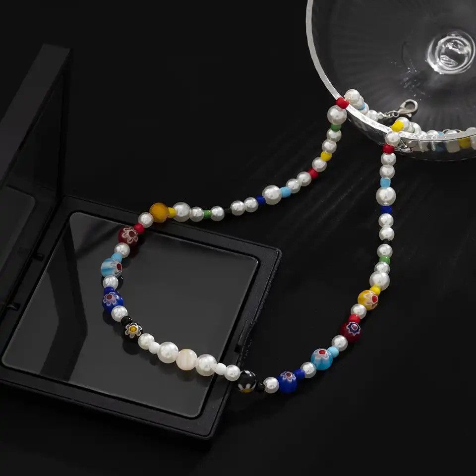 Designer × Jewelry Colorful Glass Crystal Beads Pearl Necklace Size ONE SIZE - 5 Thumbnail
