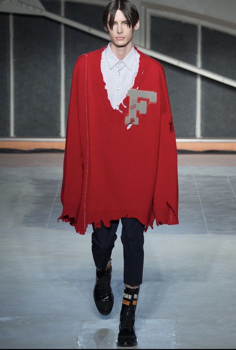 Raf Simons Raf simons Archive Redux 16AW Red F Sweater | Grailed