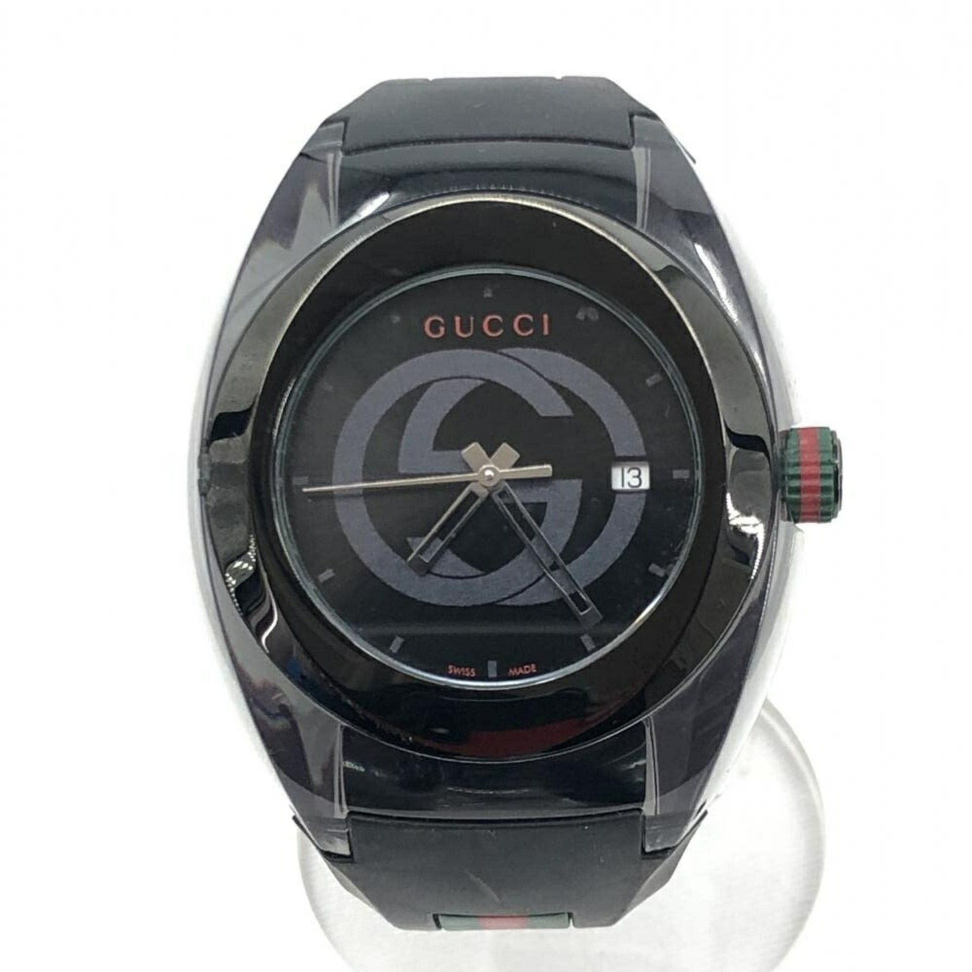 image of Gucci Sync 137.1 Rubber Strap Black Quartz Watch, Women's