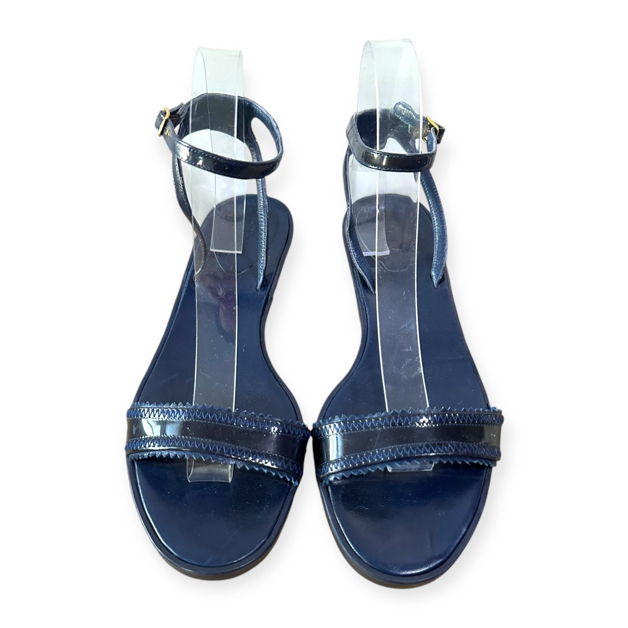 Chloe Chloe Rubber Wedge Ankle Strap Patent Sandals. Navy blue, Si Size US 8.5 / IT 38.5 - 17 Thumbnail