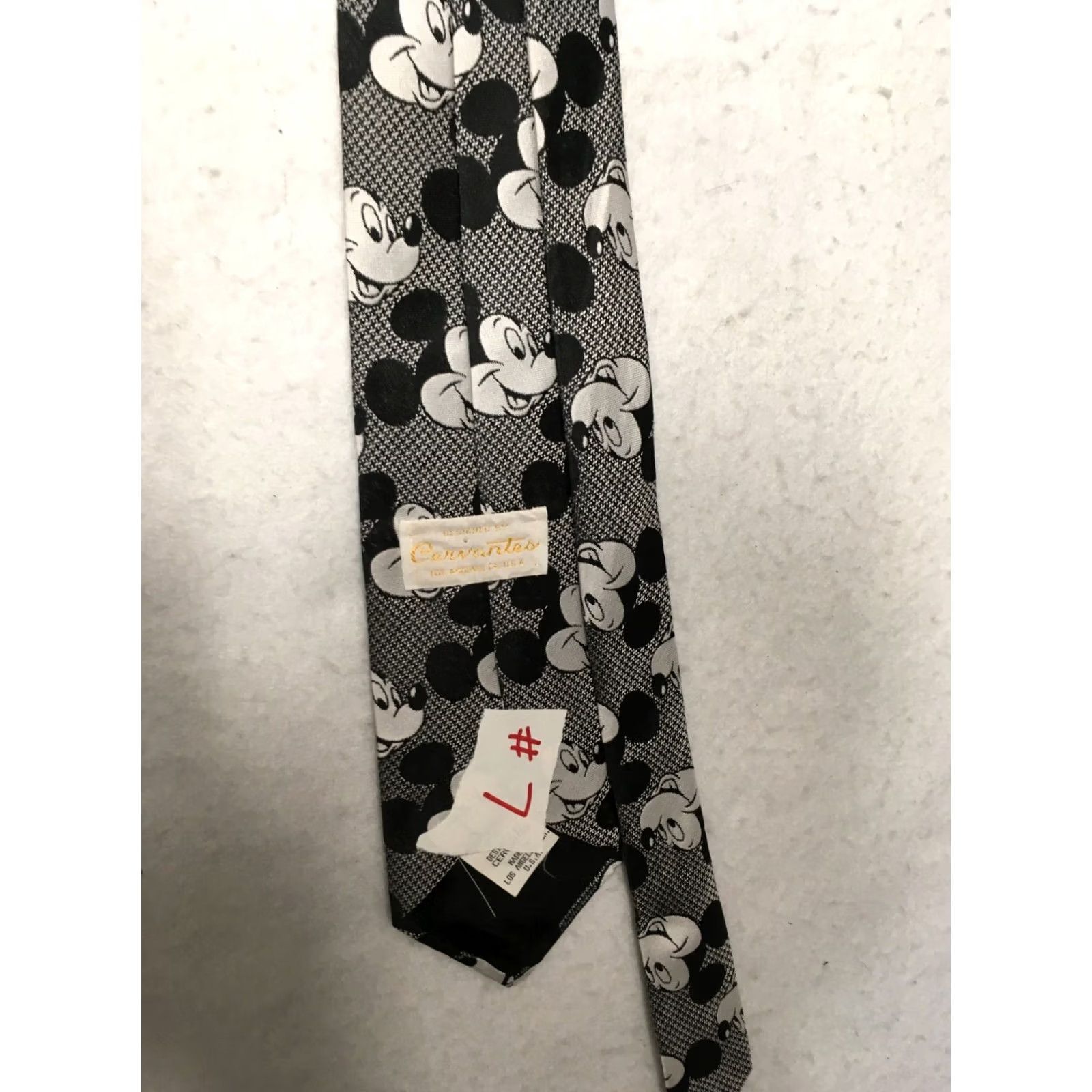 Vintage Disney Mickey Mouse Tie black white polysilk 3.5 Size ONE SIZE - 4 Thumbnail