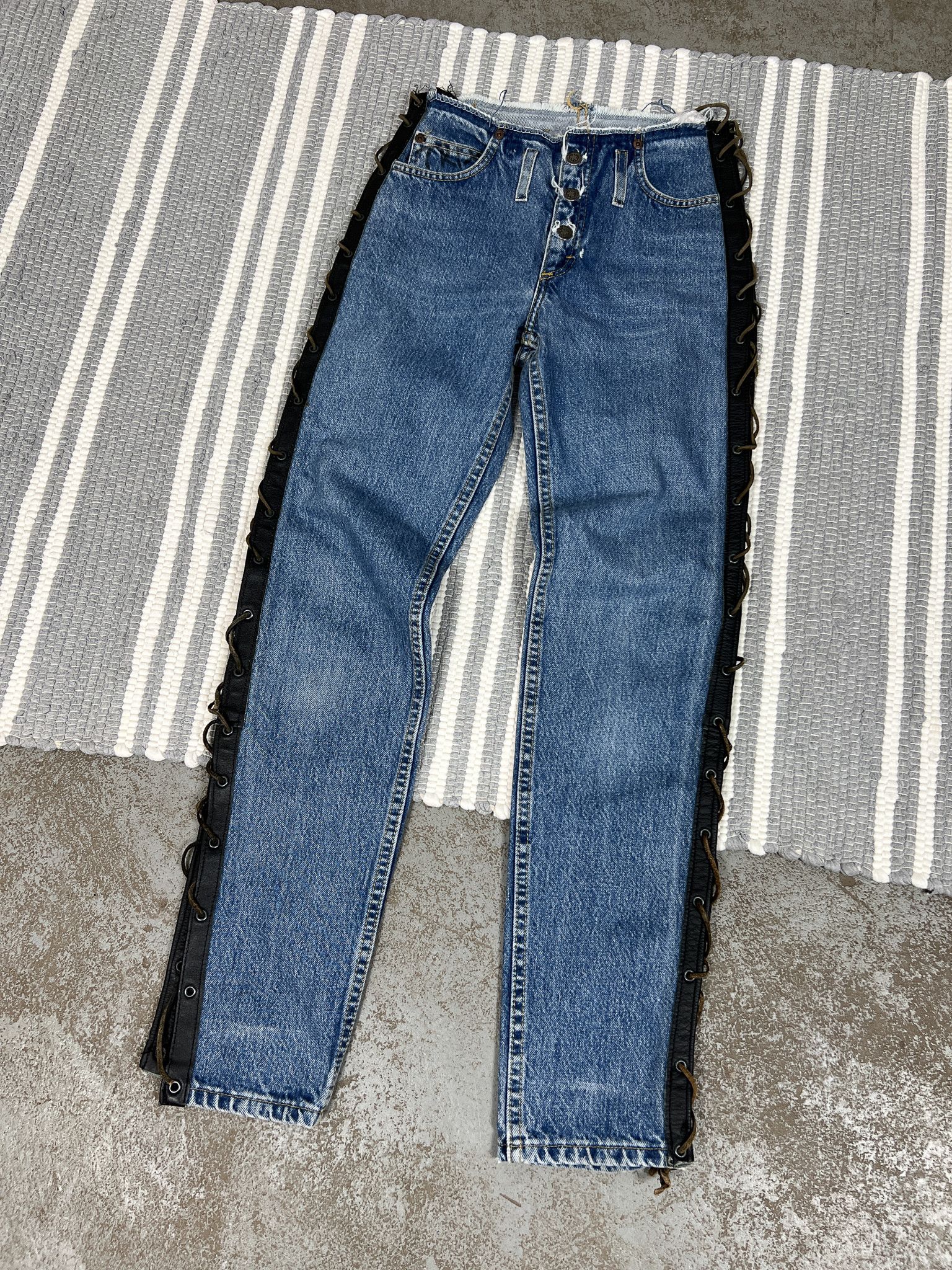 Lee Vintage Lee Biker Jeans Leather Pants Size 25" / US 0 / IT 36 - 1 Thumbnail