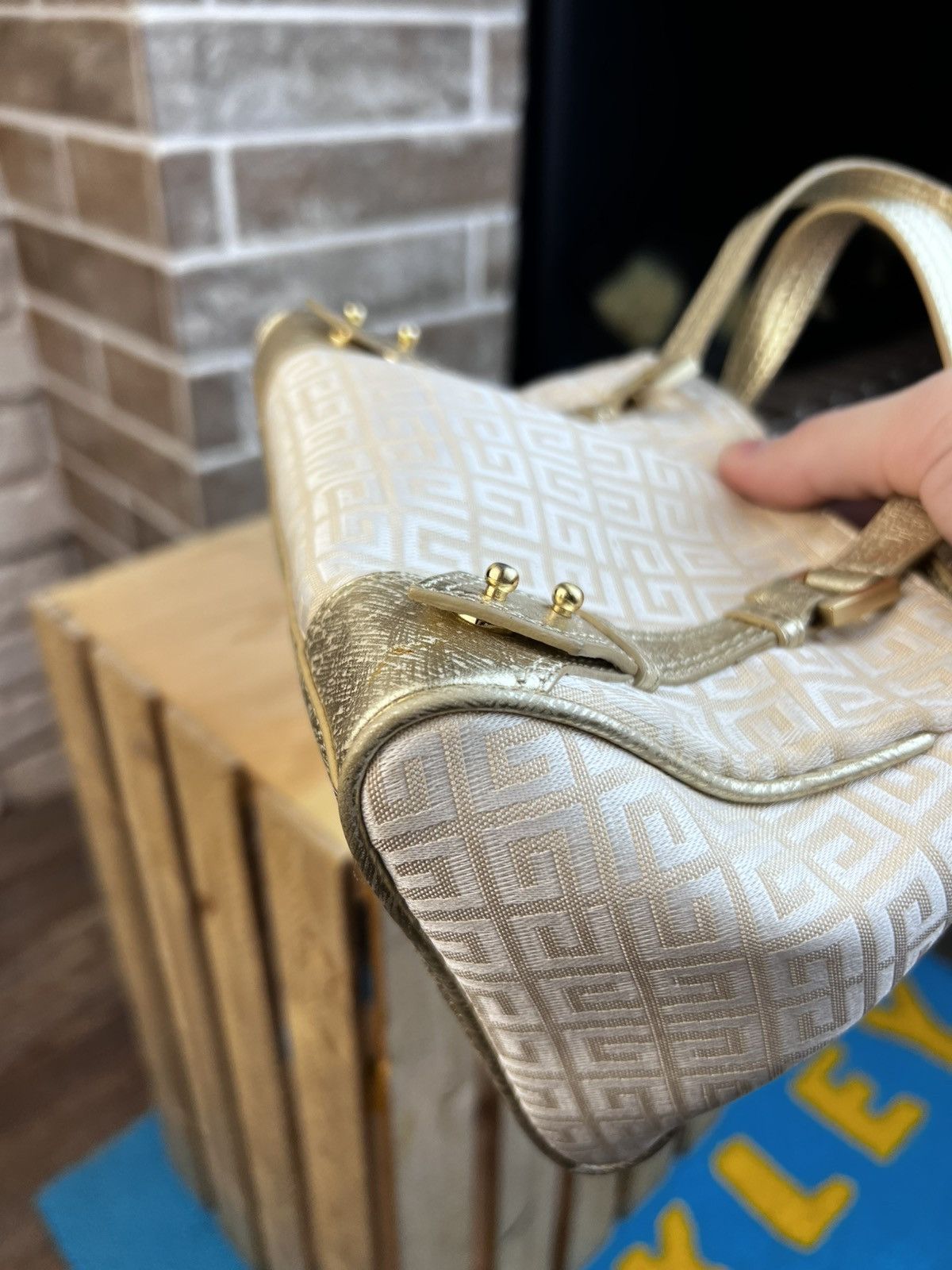 Givenchy Givenchy Cloth Gold Beige Pattern Mini Handbag Size ONE SIZE - 8 Thumbnail
