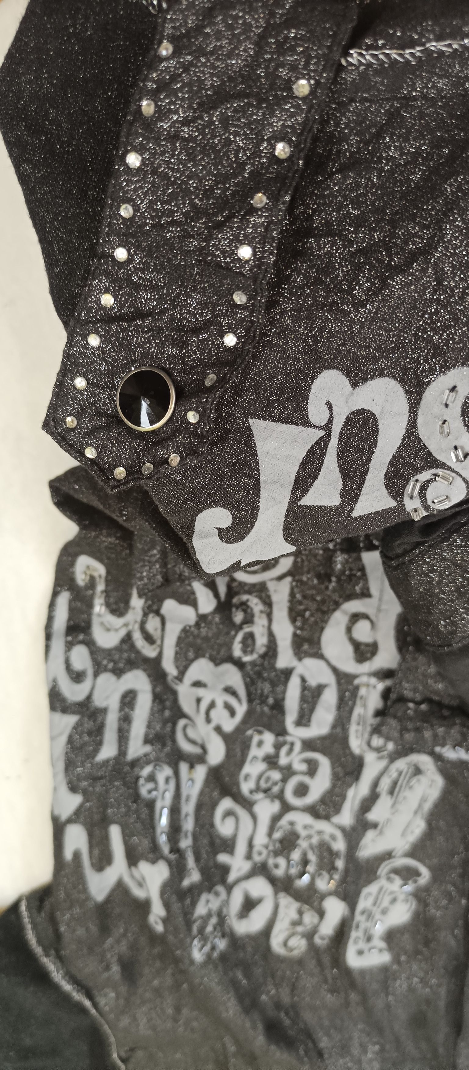 Japanese Brand Women's Black Poem Shimmer Blouses Short Sleeve Size US M / EU 48-50 / 2 - 9 Thumbnail