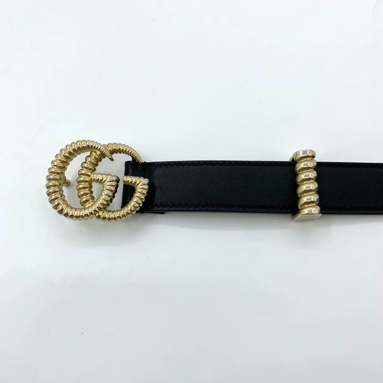 Gucci Gucci Black thread double G gold buckle leather belt belt 2 Size ONE SIZE - 5 Thumbnail