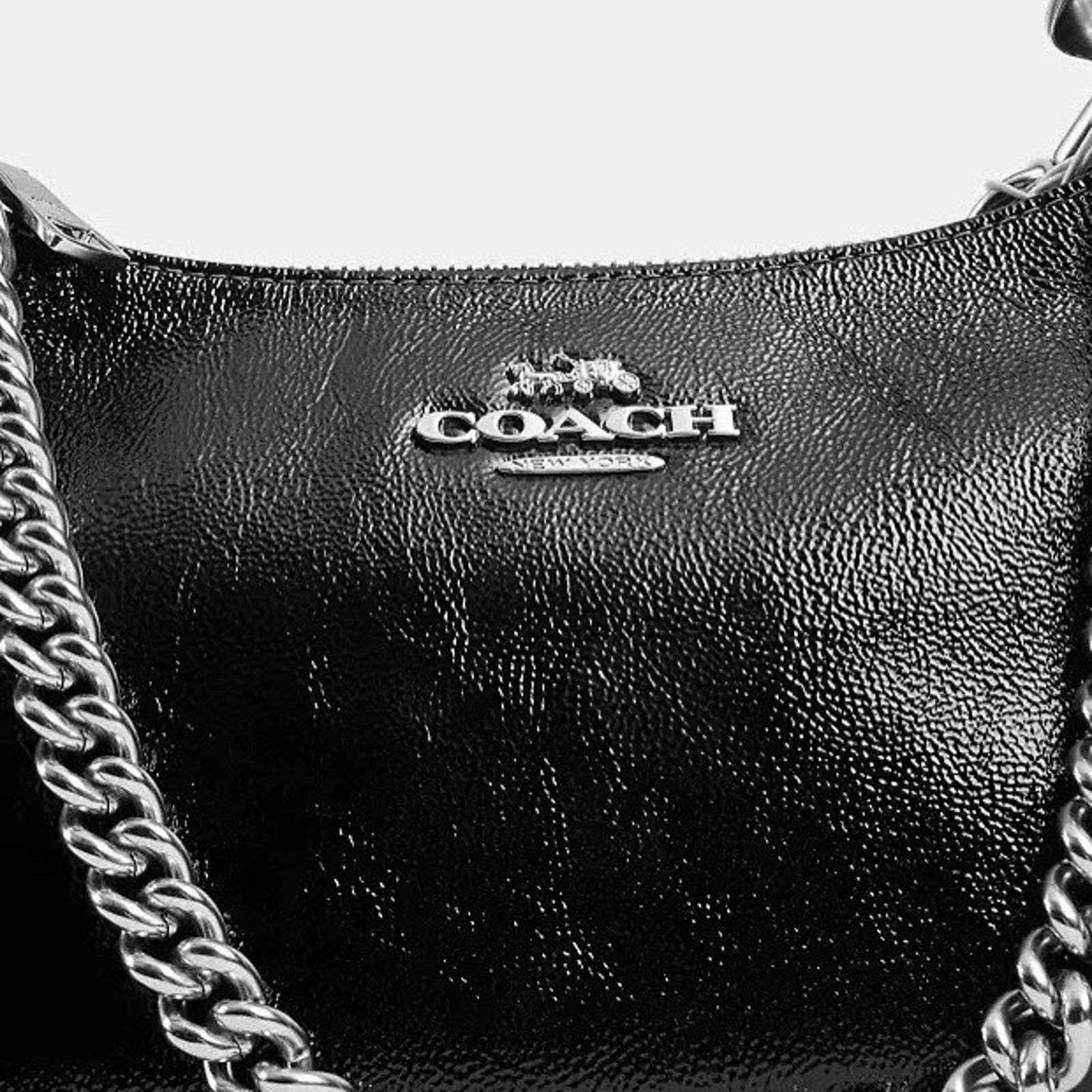 Coach NWT COACH Teri Shoulder Bag CCD78 Black Patent Leather Size ONE SIZE - 19 Thumbnail