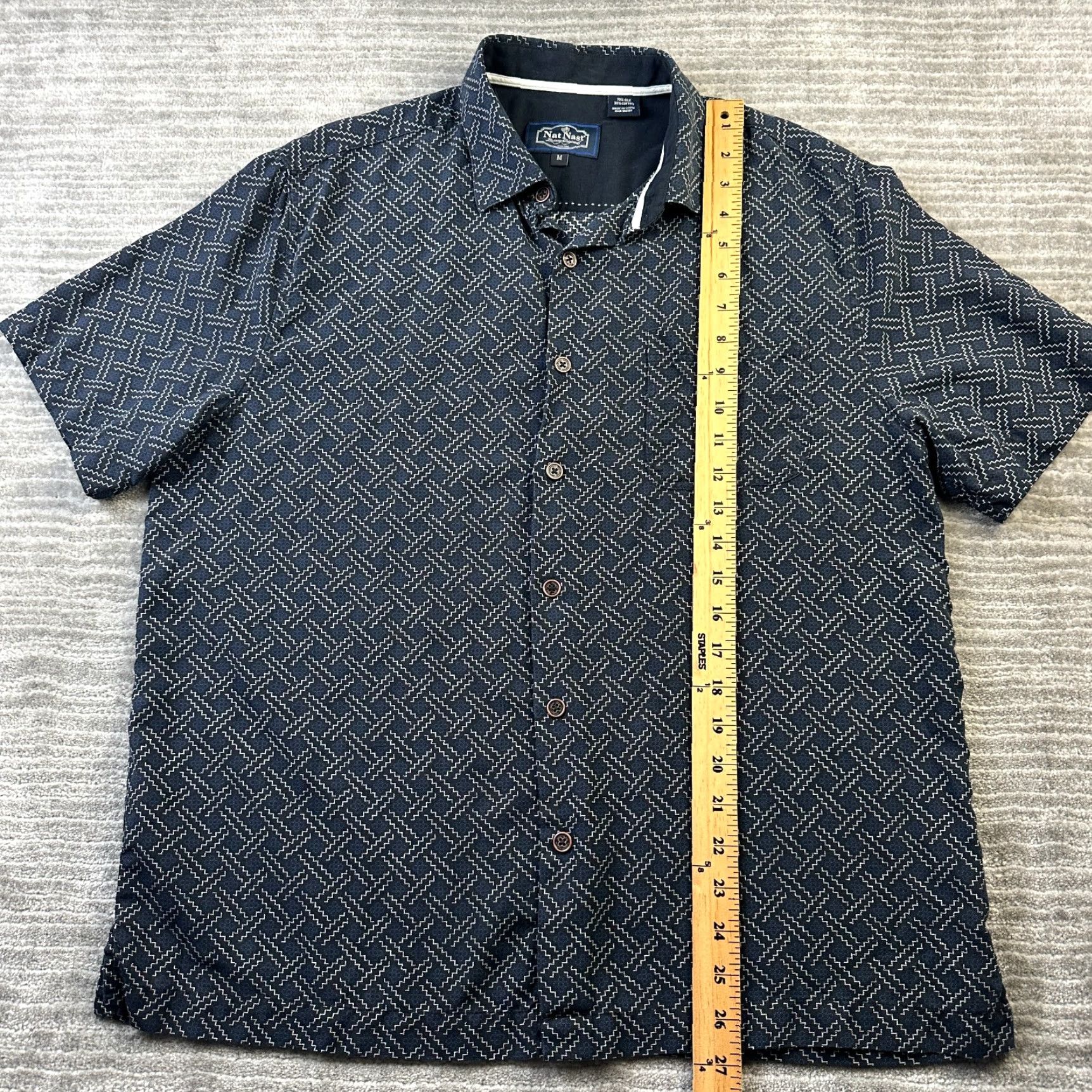 Nat Nast VINTAGE Nat Nast Shirt Mens M Blue Camp Casual Bowling Silk Blend Geometric Size US M / EU 48-50 / 2 - 8 Thumbnail