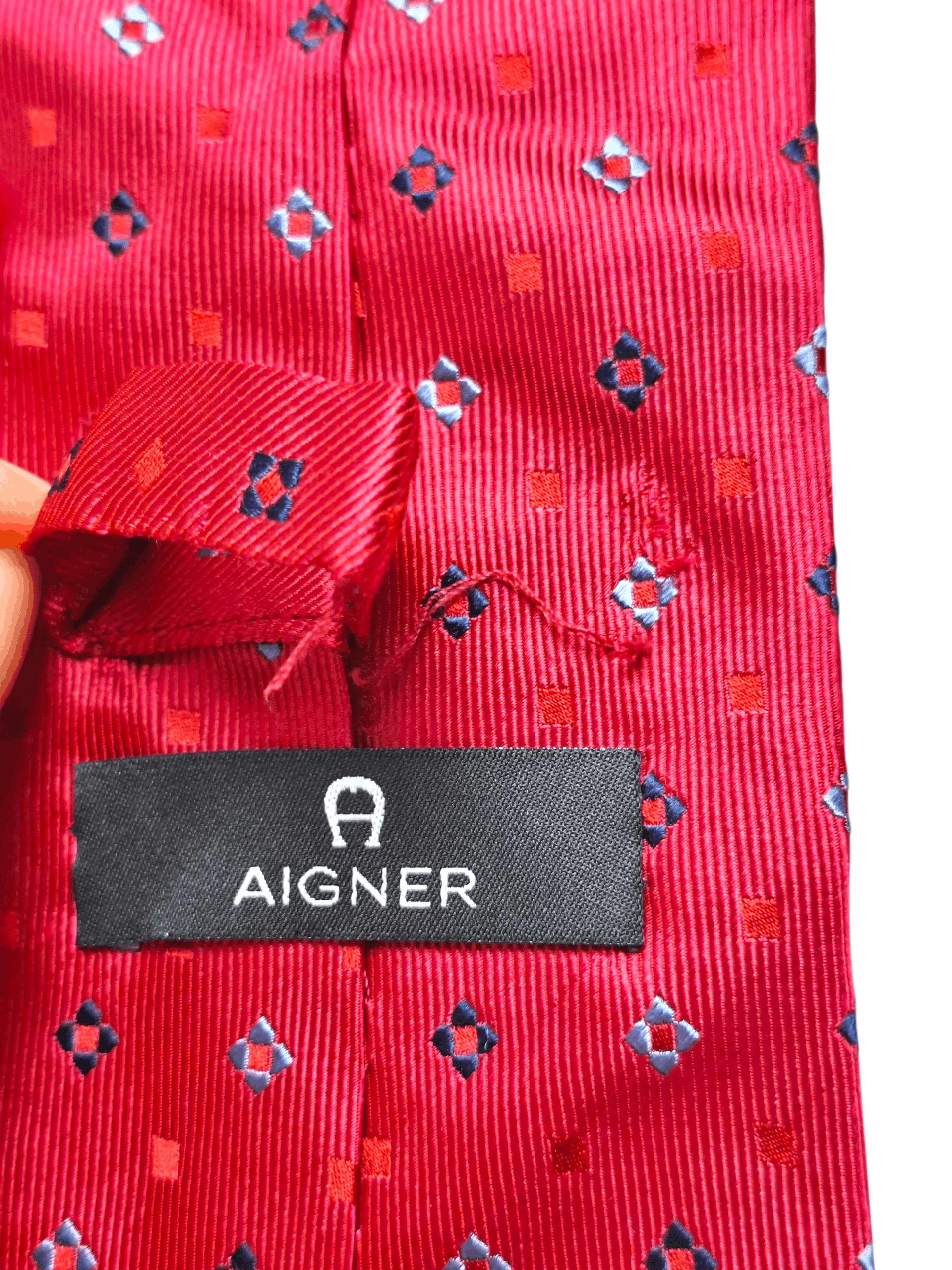 Aigner Aigner Silk Tie Red Geometric Medallion Size ONE SIZE - 5 Thumbnail