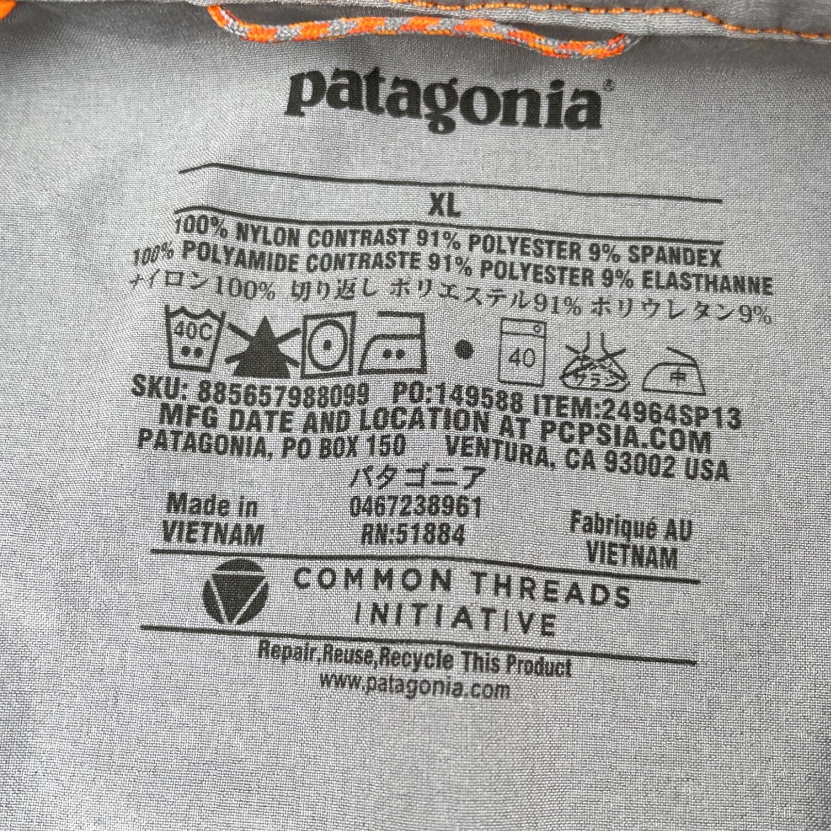 Patagonia Patagonia Windbreaker XL Hazard Orange Reflective Logo Jacket Men Size US XL / EU 56 / 4 - 3 Thumbnail