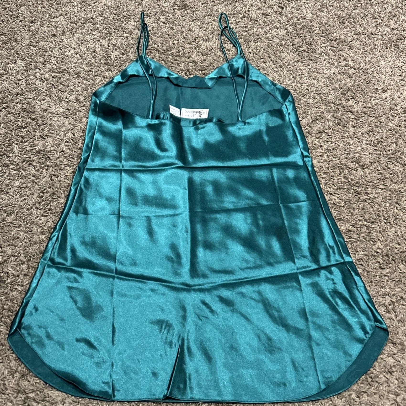 Vintage VINTAGE Jo Intimates Slip Shirt? 90s Green Satin 100% Polyester Medium Womens Full Slip 90s Wedding Bridal Coquette A47 Size M / US 6-8 / IT 42-44 - 3 Thumbnail