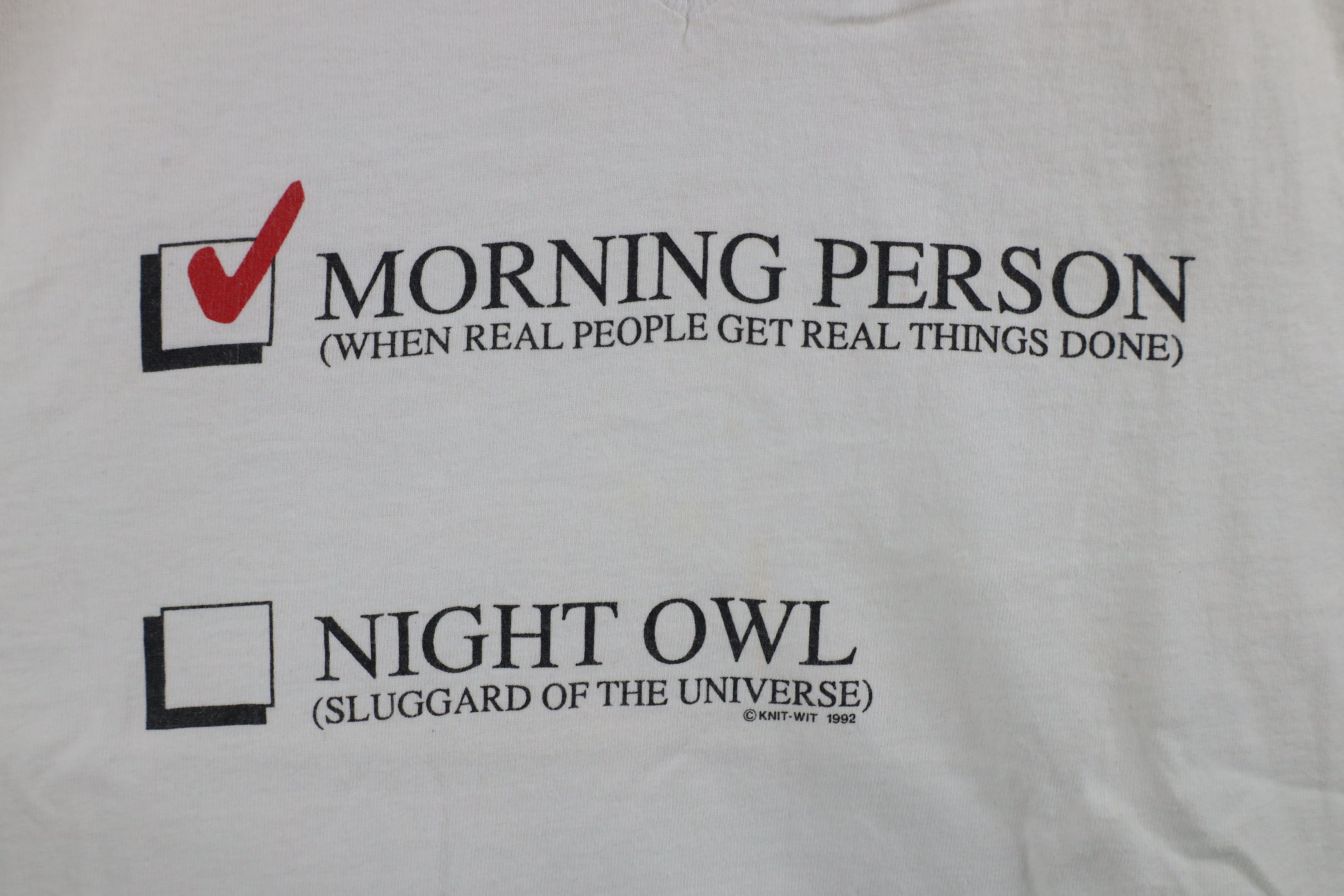 Vintage Vintage 90s Morning Person Short Sleeve V-Neck T-Shirt USA Size US L / EU 52-54 / 3 - 4 Thumbnail