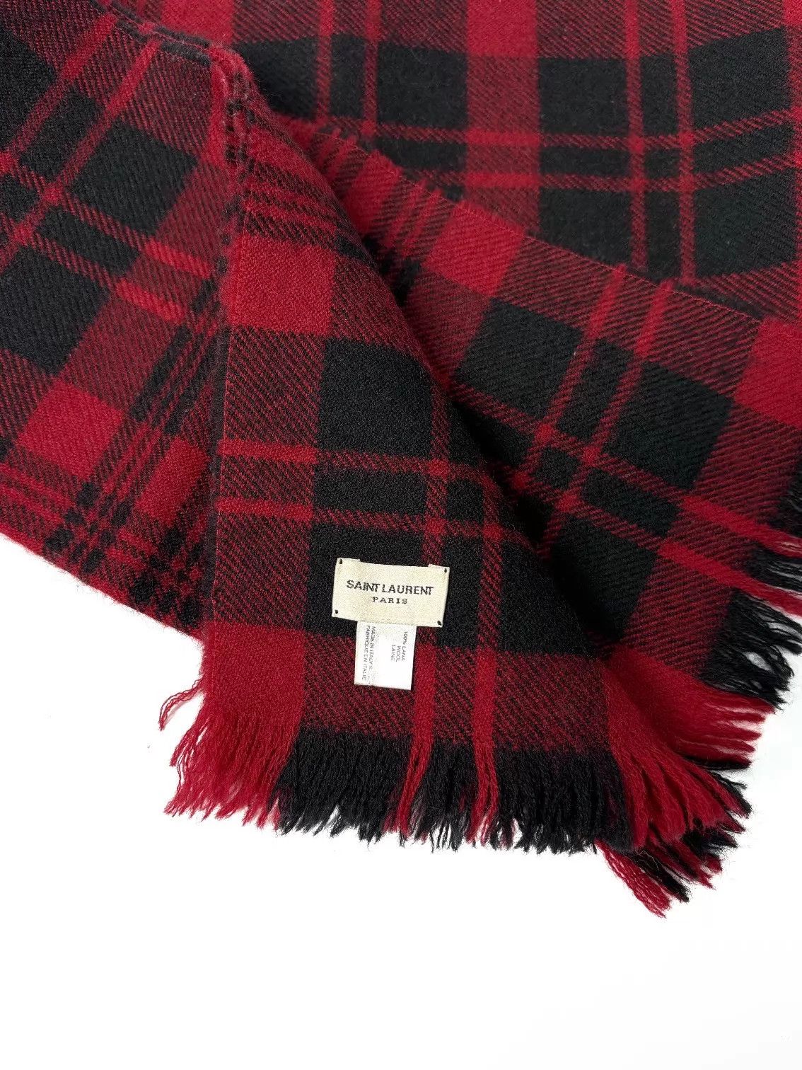 Saint Laurent Paris Saint Laurent SLP14AW Runway British Red Check Wool Scarf Size ONE SIZE - 3 Thumbnail