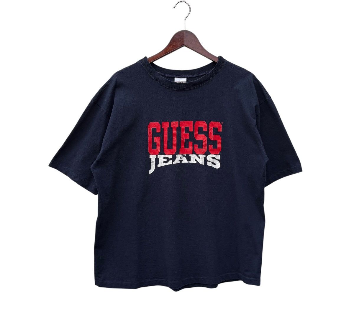 Guess Vintage Guess Jeans Usa Spellout Dark Blue Tee Size US M / EU 48-50 / 2 - 2 Thumbnail