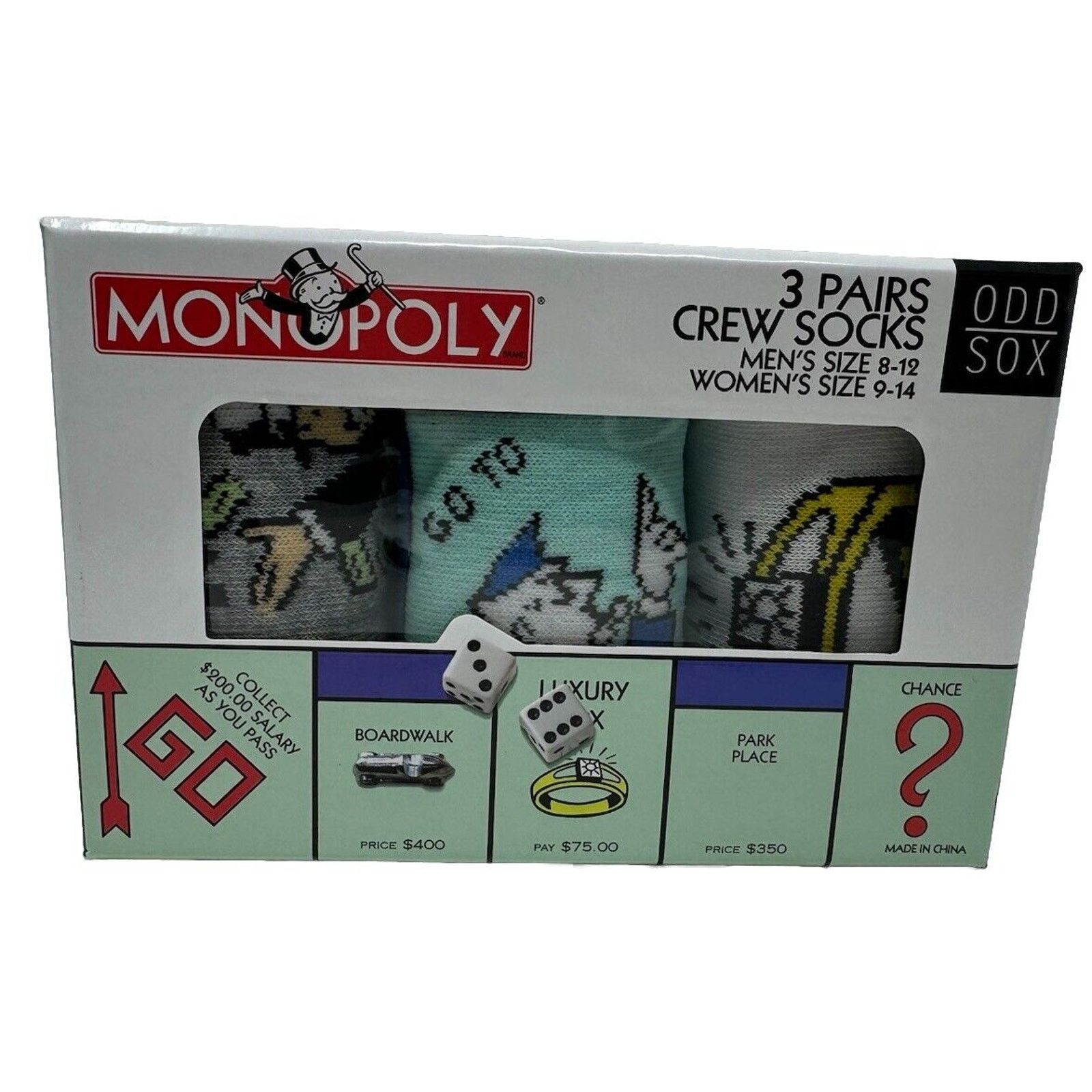 The Unbranded Brand Odd Sox Funny Crew Socks Monopoly Board Game Large Men 8-12 Size ONE SIZE - 2 Thumbnail