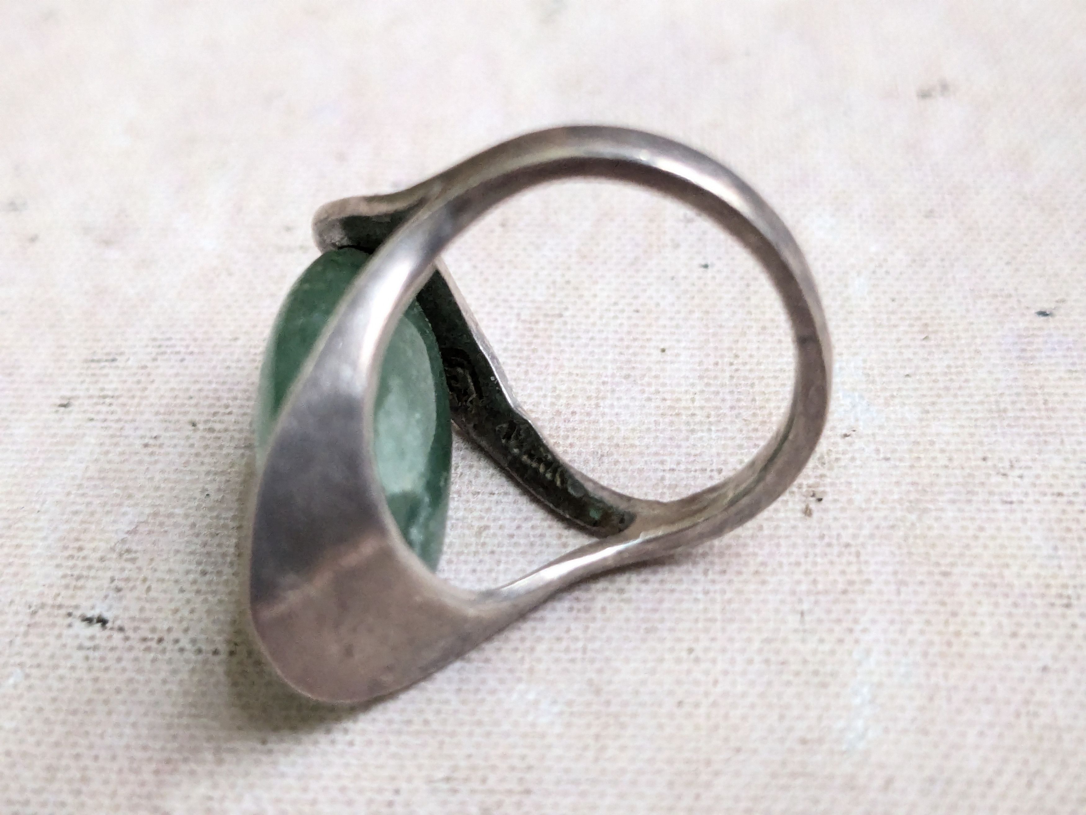 Sterling Silver Vintage Sterling Silver Ring Green Aventurine 5.75 Taxco Size ONE SIZE - 9 Thumbnail