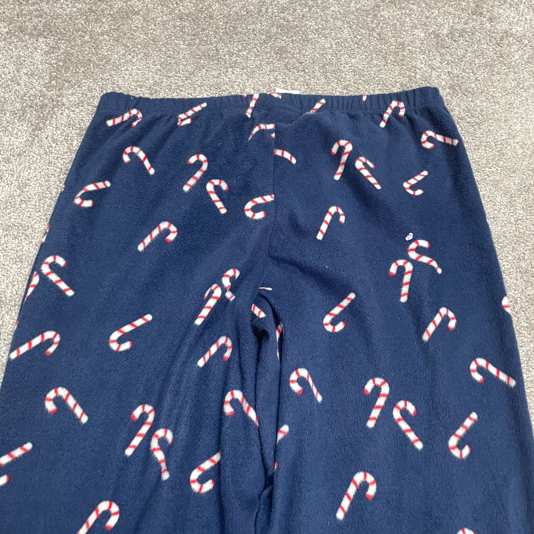 Vintage Simply Styles Fleece Pajama Pants Men Large Blue Candy Canes Holiday 34x30 Size US 33 - 3 Thumbnail