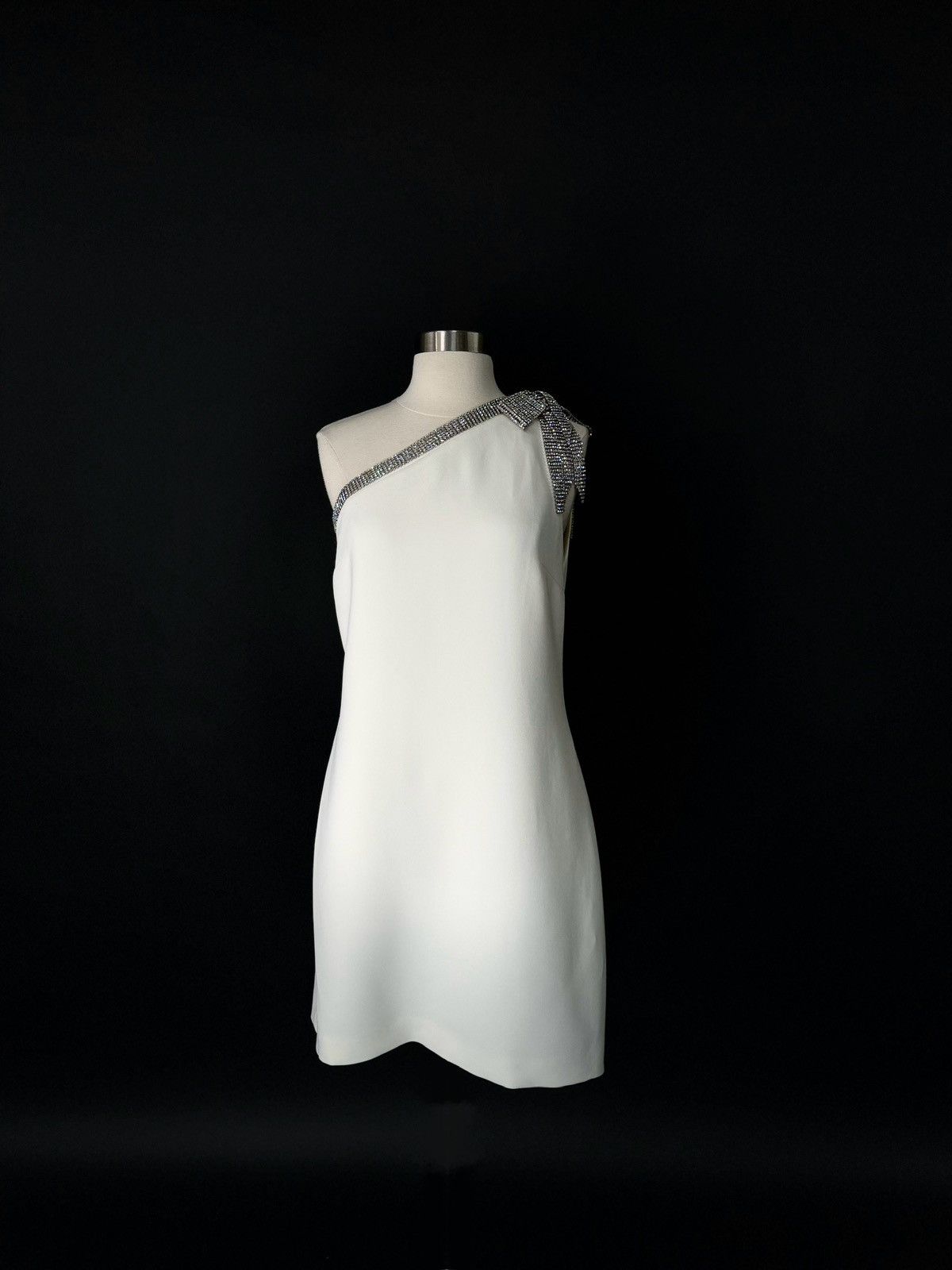 Other US 4&8 ELIE SAAB White Diamante Embellished Crepe Mini Dress Size M / US 6-8 / IT 42-44 - 2 Thumbnail