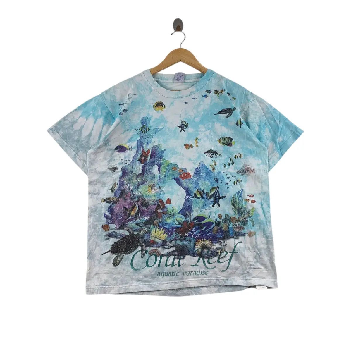 Vintage Vintage 90’ FLYBEANS CORAL REEF Aquatic Paradise Tee Shirt Size L / US 10 / IT 46 - 1 Thumbnail