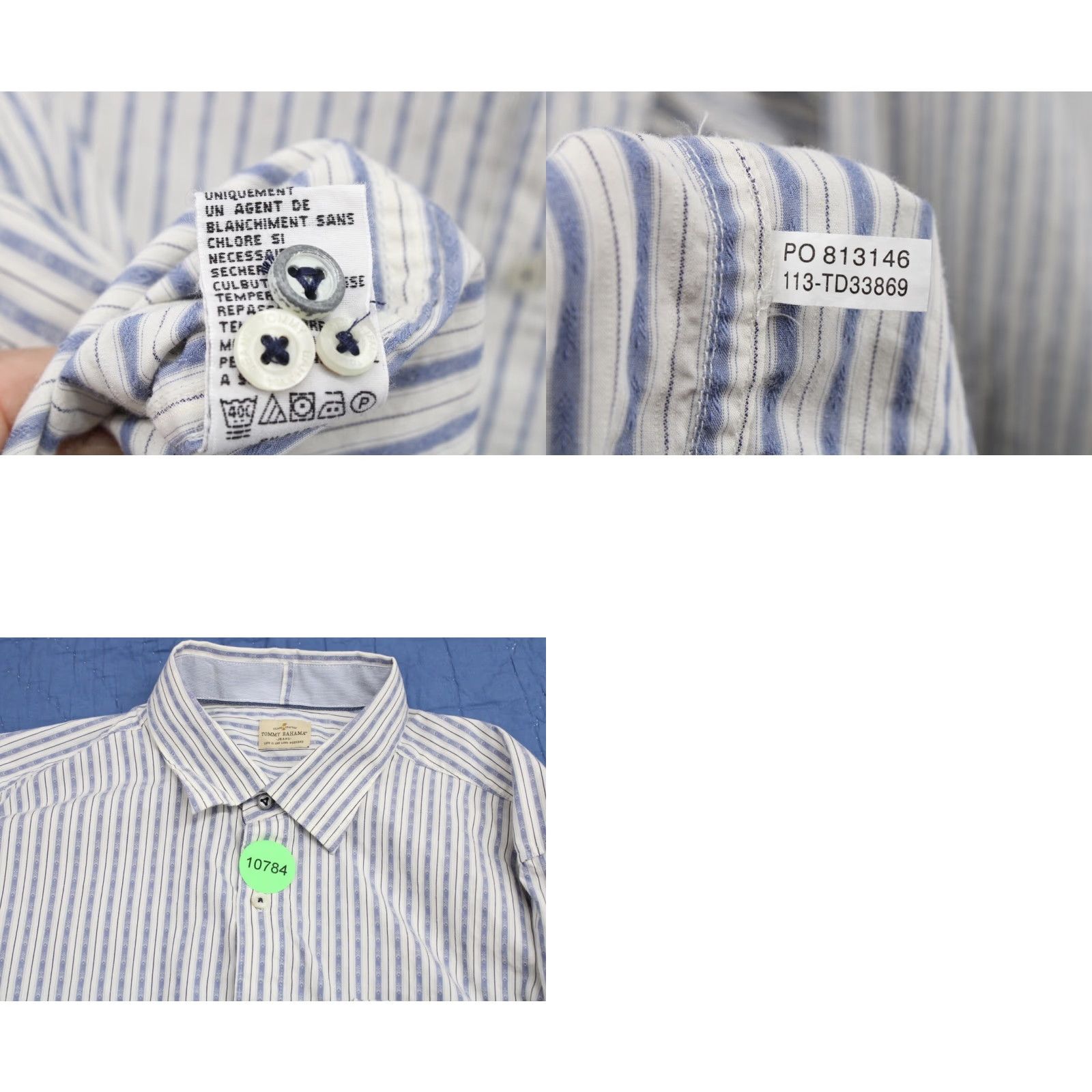 Tommy Bahama Tommy Bahama Shirt Men's XL Blue Stripe Flip Cuff Long Sleeve Hidden Button Down Size US XL / EU 56 / 4 - 8 Thumbnail