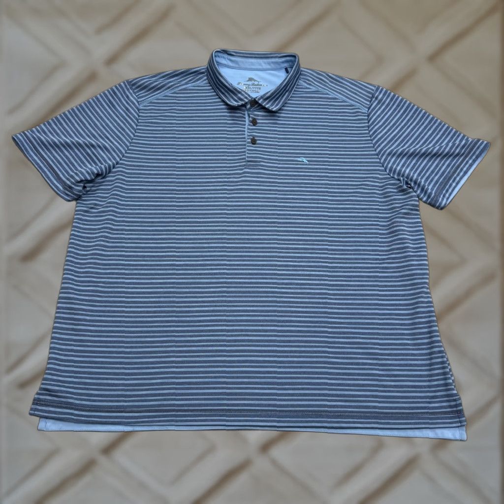 Tommy Bahama Tommy Bahama Performance Polo Shirt Mens 3XL Blue Striped Short Sleeve Golf Fish Size US XXL / EU 58 / 5 - 1 Thumbnail