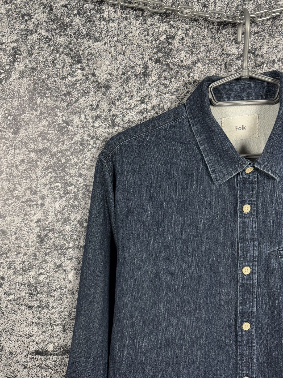 Folk Men’s FOLK Long Sleeve Denim Shirt Button Up Casual Size 4 Size US L / EU 52-54 / 3 - 3 Thumbnail