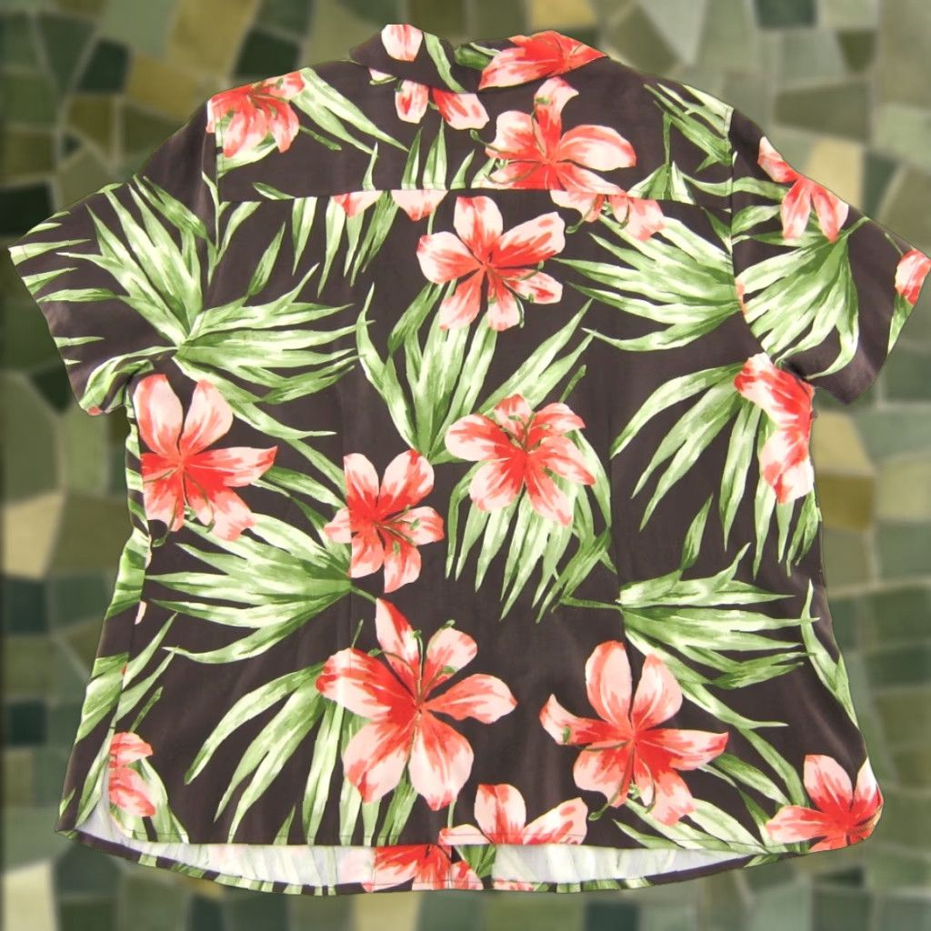 Pinko Valerie Stevens Silk Blouse 1X Pink Tropical Floral Short Sleeve Women's 1X Silk Blouse Size XL / US 12-14 / IT 48-50 - 1 Thumbnail