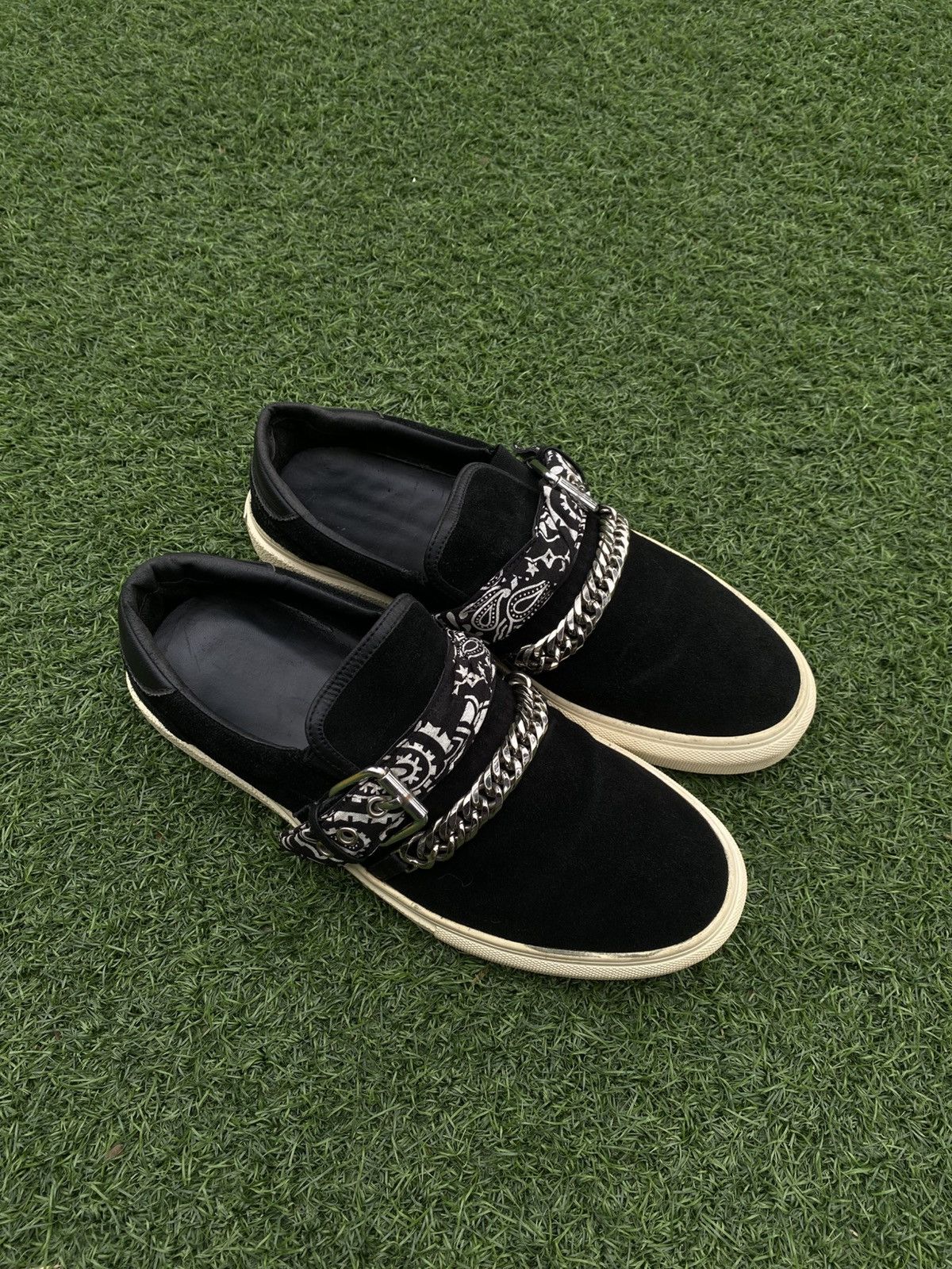 AMIRI BANDANA SUEDE BUCKLE SLIP ON