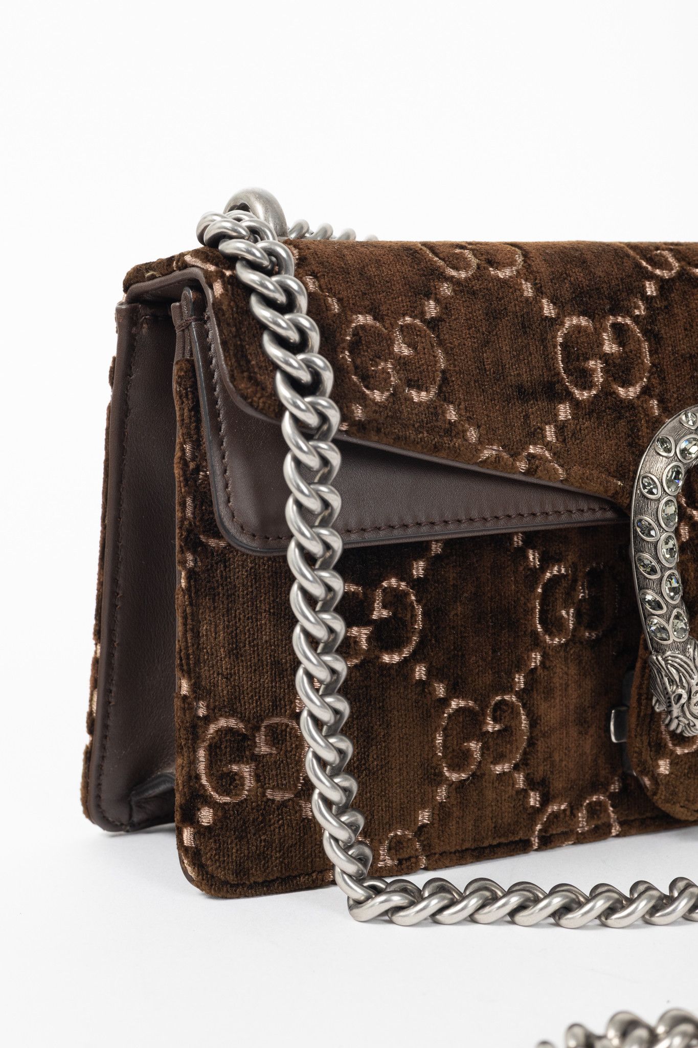 Gucci Gucci Dionysus Brown Velvet GG Monogram Medium Shoulder Bag Size ONE SIZE - 7 Thumbnail