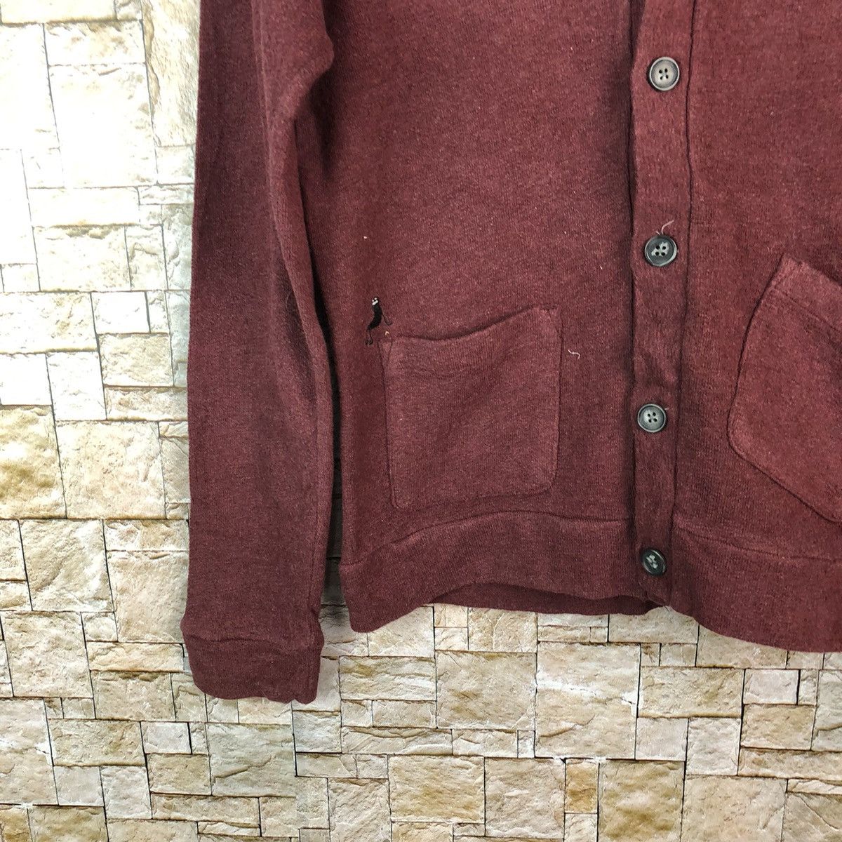 Japanese Brand Graniph Maroon Cardigan Knitwear #A1204 Size US S / EU 44-46 / 1 - 7 Thumbnail