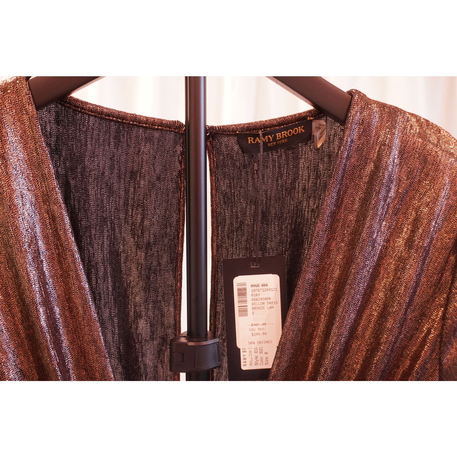 Ramy Brook Ramy Brook Willow Dress Bronze Metallic Ruched Long Sleeve Size M / US 6-8 / IT 42-44 - 3 Thumbnail