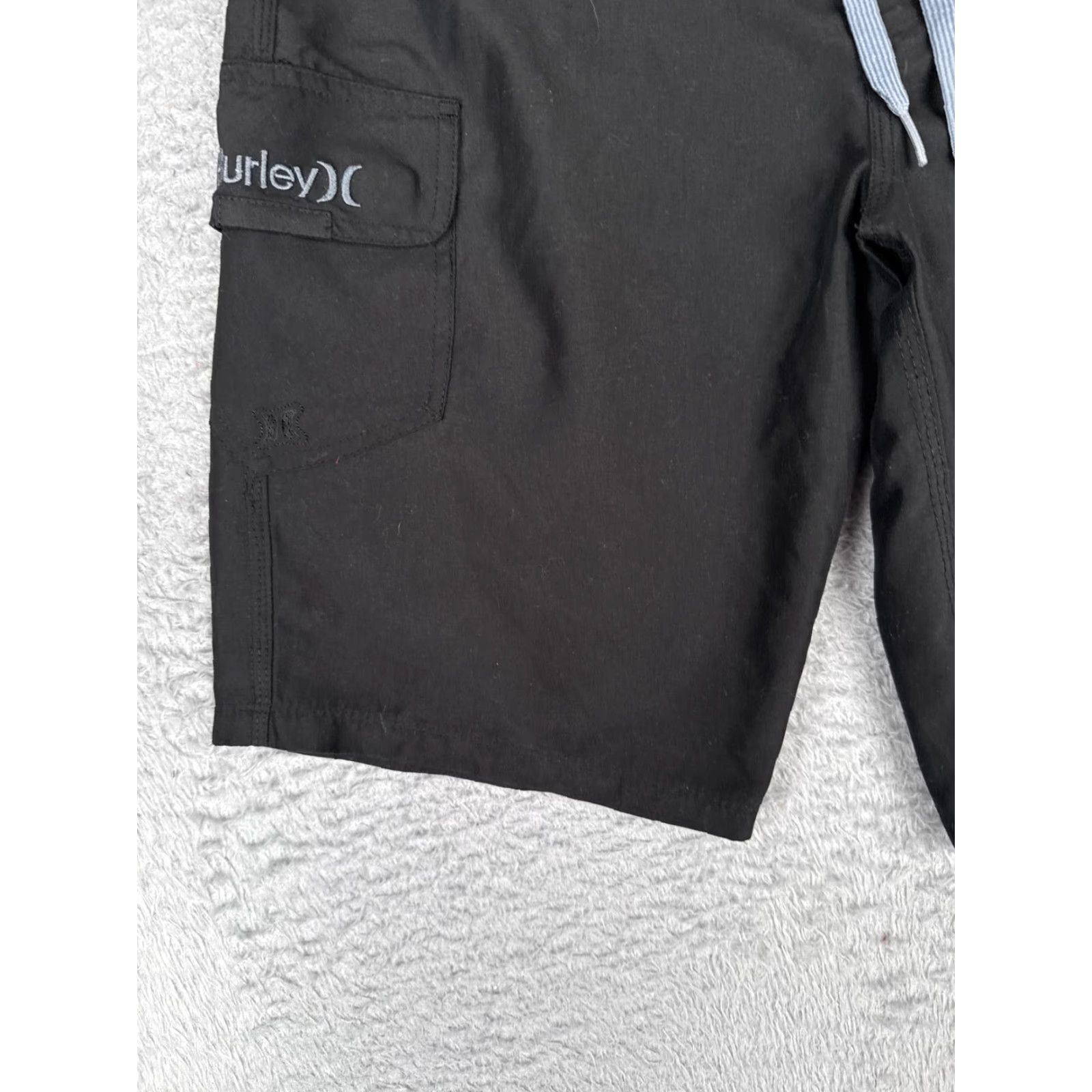 Hurley Hurley Board Shorts Mens 29x10 Black Swim Trunks Drawstring Cargo Pocket Surf Size US 29 - 3 Thumbnail
