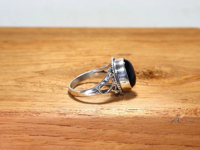 Handmade Black Onyx 925 Sterling Silver Ring - Handmade Jewelry Size ONE SIZE - 3 Thumbnail