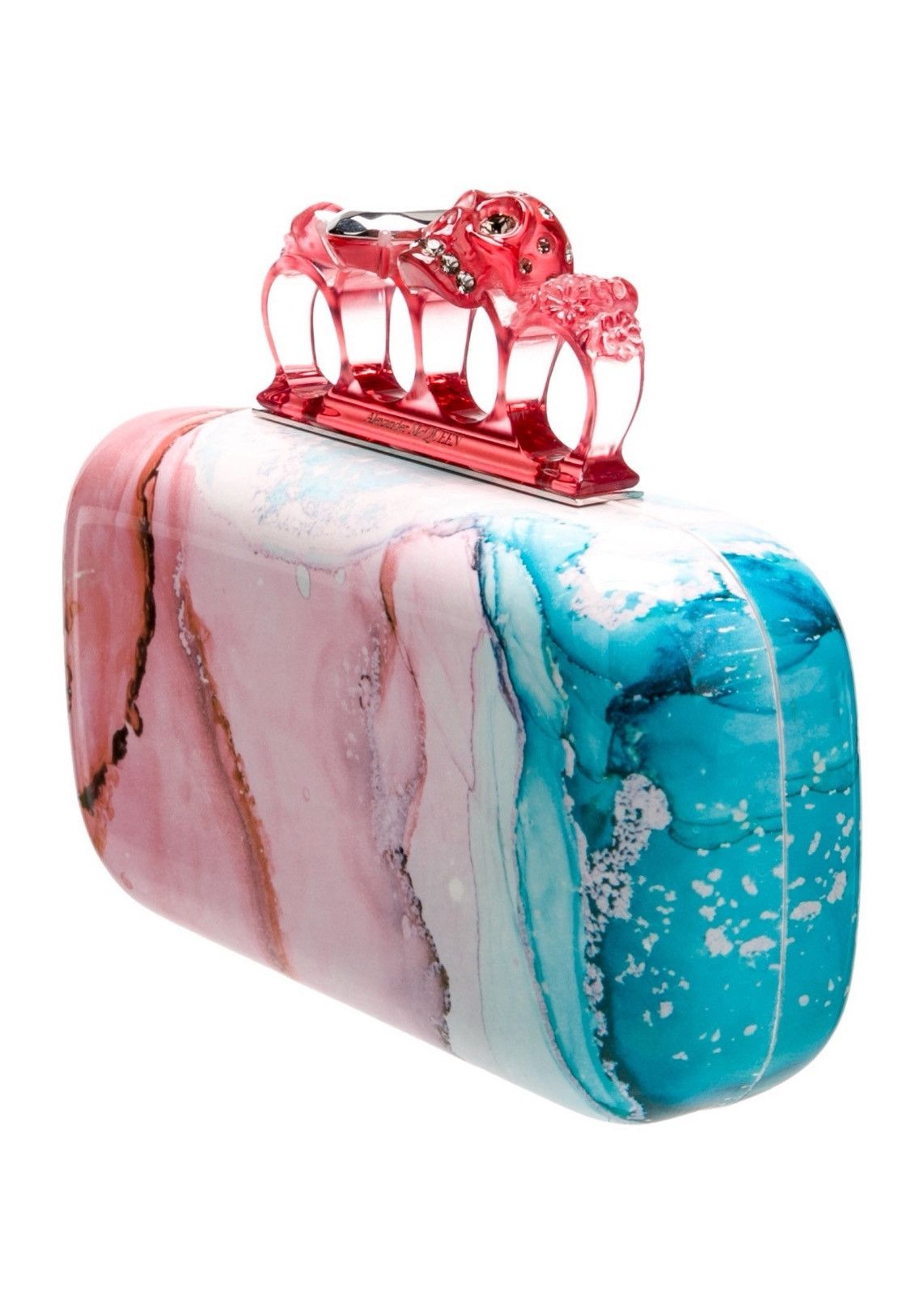 Alexander McQueen 🔥SUPER RARE🔥 Top Handle Skull Rainbow Marble Clutch Size ONE SIZE - 2 Thumbnail
