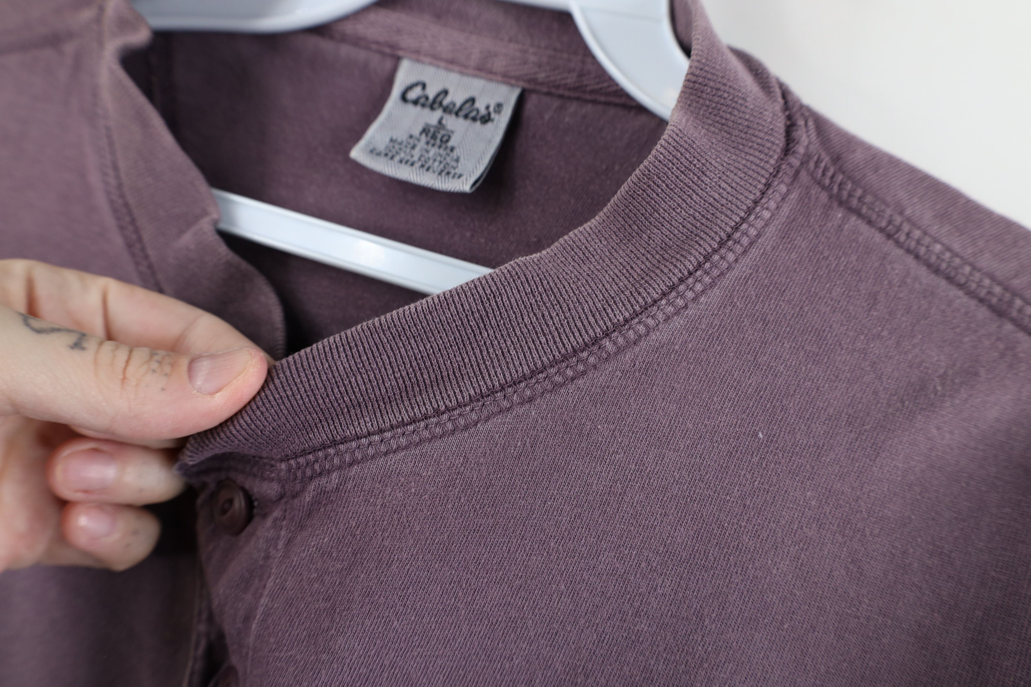 Cabelas × Vintage Vintage 90s Cabelas Dye Stonewash Heavyweight Henley T-Shirt Size US L / EU 52-54 / 3 - 8 Thumbnail