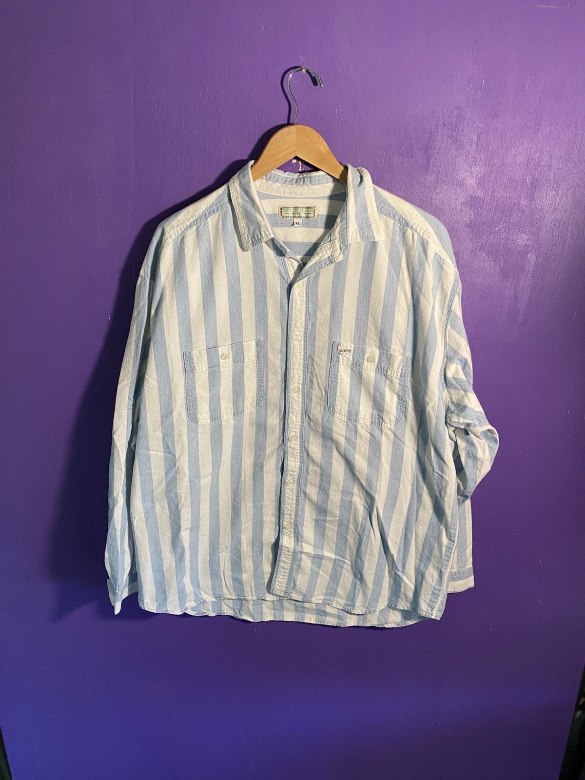 Guess Vintage 90s Guess jeans striped button up Size US XL / EU 56 / 4 - 1 Thumbnail