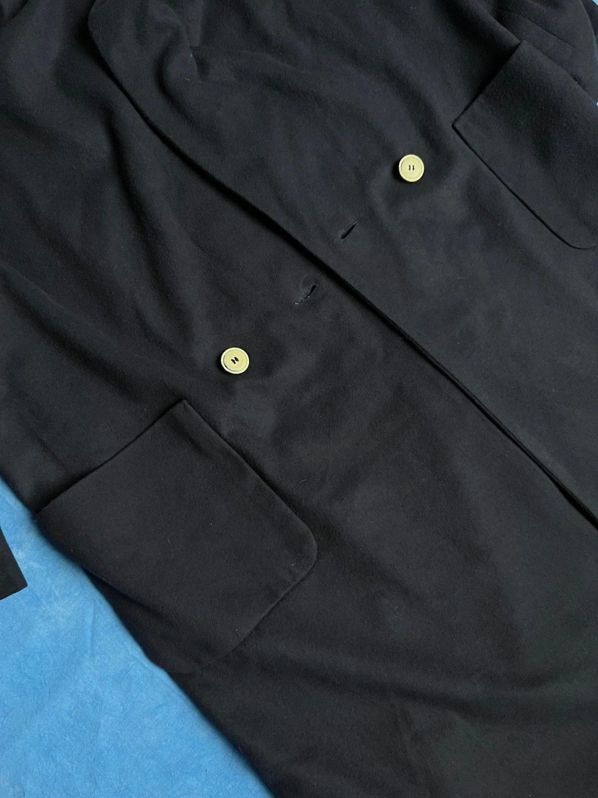 Vintage Vintage Avant Garde Dark Navy Wool Long Coat Old Money Size US L / EU 52-54 / 3 - 5 Thumbnail
