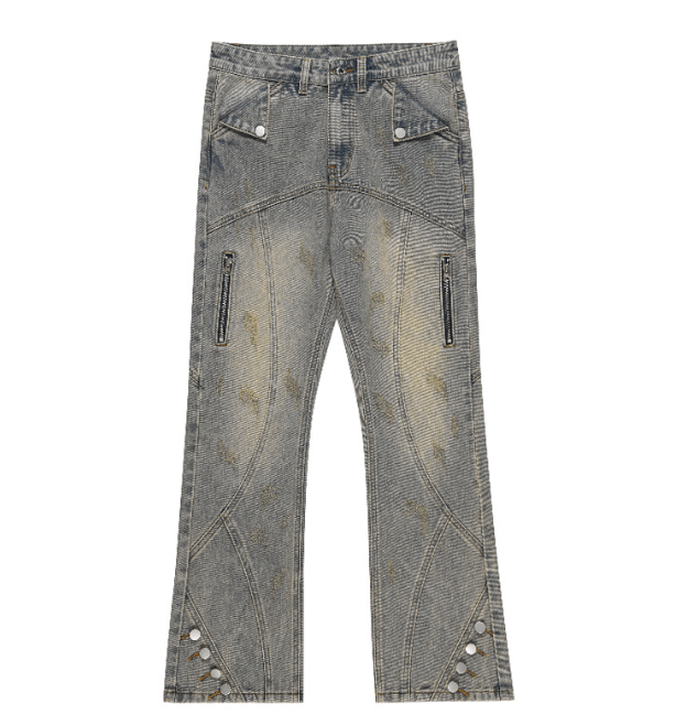 Japanese Brand × Jean American retro distressed flared cargo buttoned jeans Size US 32 / EU 48 - 5 Thumbnail