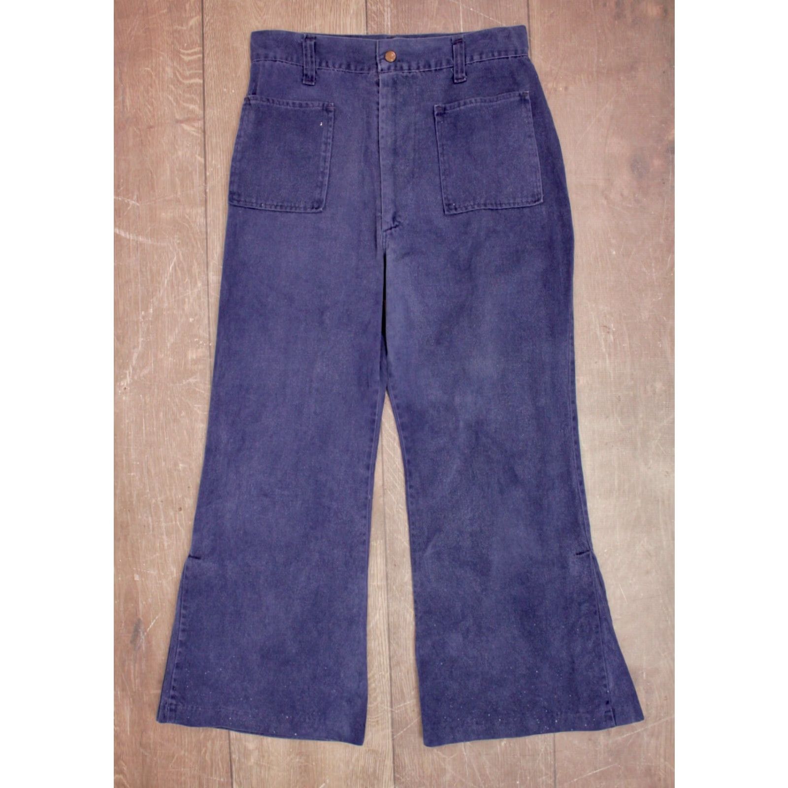 Vintage Men's VTG 1970s Blue BellBottom Pants Sz 32x27.5 70s Bell Bottoms Size US 32 / EU 48 - 2 Thumbnail
