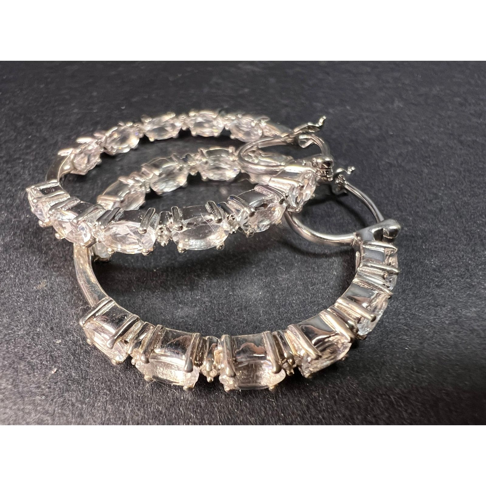 Other NEW Petalite zircon hoop earrings platinum over 925 silver Size ONE SIZE - 2 Thumbnail