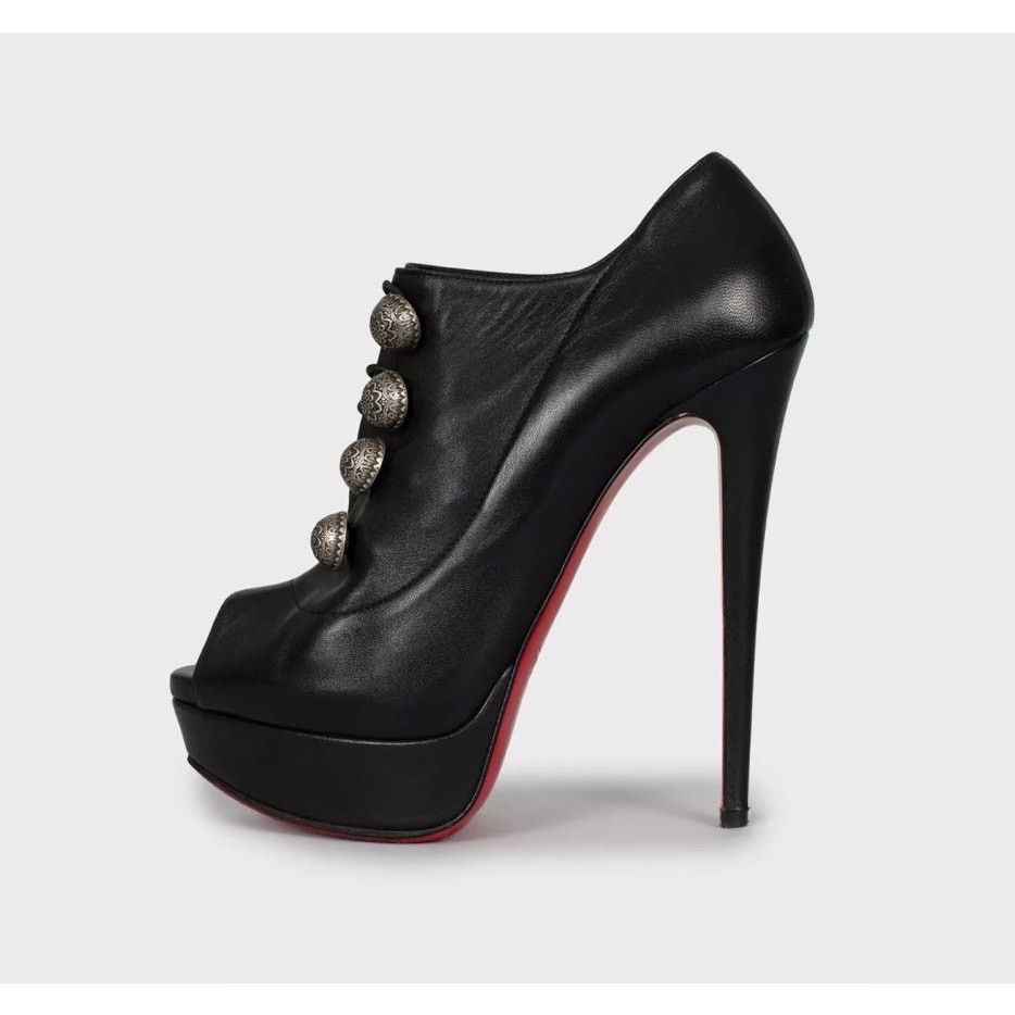 Christian Louboutin Christian Louboutin Open Toe Button Ankle Boots Black 38.5 Size US 7.5 / IT 37.5 - 1 Thumbnail